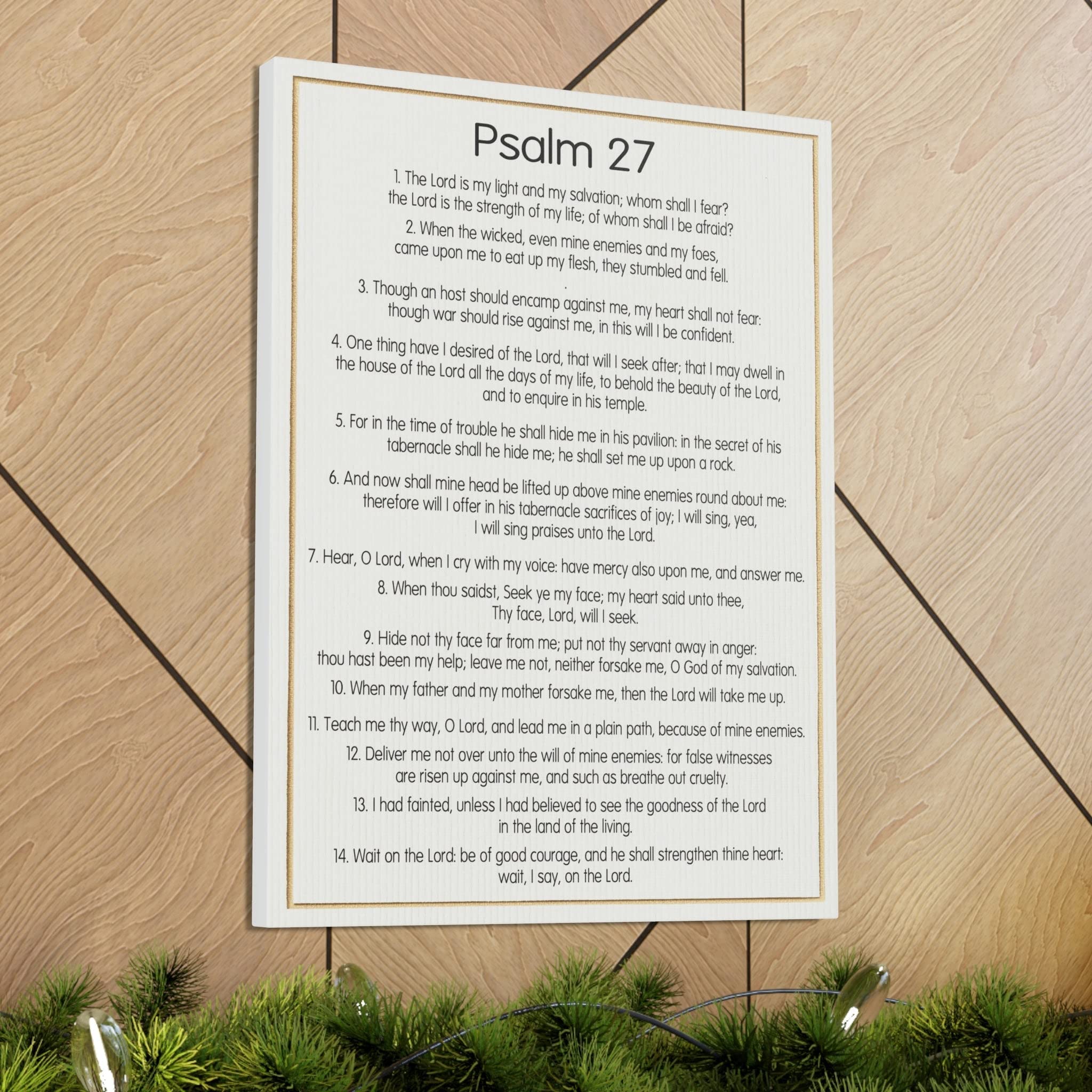 Bible Verse Canvas Art - Psalm 27 Fearless Trust in God - Christian Wall Decor for Home, Office & Church - Inspirational Scripture Gift for Faith & Encouragement
