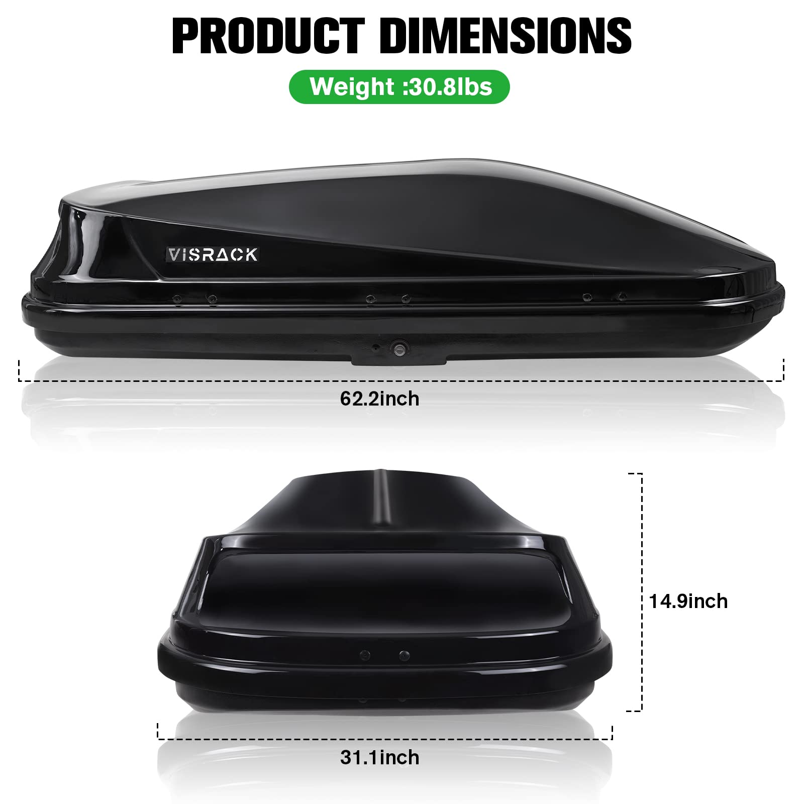 Hard-Shell Rooftop Cargo Carrier - 130 LBS Capacity Weatherproof Luggage Storage Box with Security Lock | 14 Cubic Feet Spacious Travel Gear | Tool-Free Installation for SUV, Van & Crossovers | Perfect for Road Trips, Camping & Outdoor Adventures (Black)