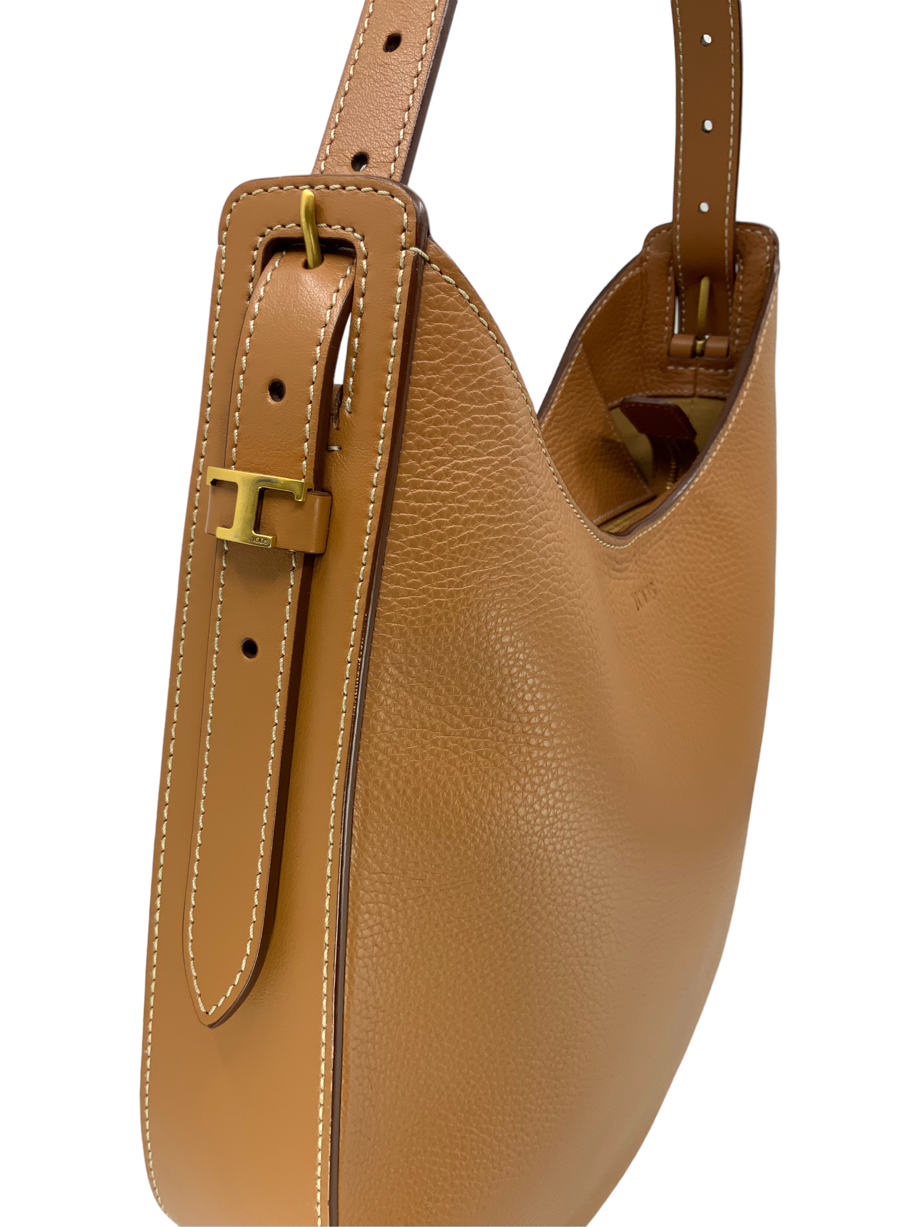 TOD'S Logo Plaque Leather Shoulder Bag for Women - Genuine Leather Designer Handbag - Perfect for Work, Travel & Everyday Use
