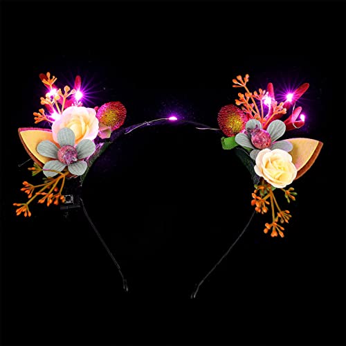 FOMIYES LED Lighted Christmas Antler Headbands - Glowing Deer Antler Headpiece for Holiday Parties, Costumes & Festive Celebrations