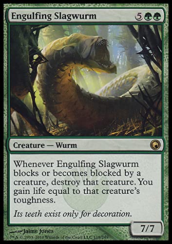 MTG Magic: The Gathering - Engulfing Slagwurm (118) Scars of Mirrodin SOM Card | Rare Creature Card for MTG Deck Building & Strategy Games | Perfect for Commander, Modern, and Casual Play