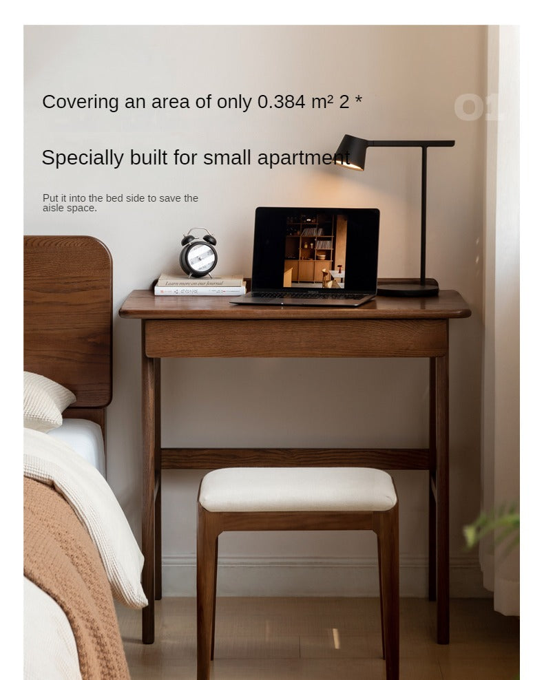 Solid Oak Wood Small Office Desk - Compact & Durable Home Office Furniture for Small Spaces, Remote Work & Study