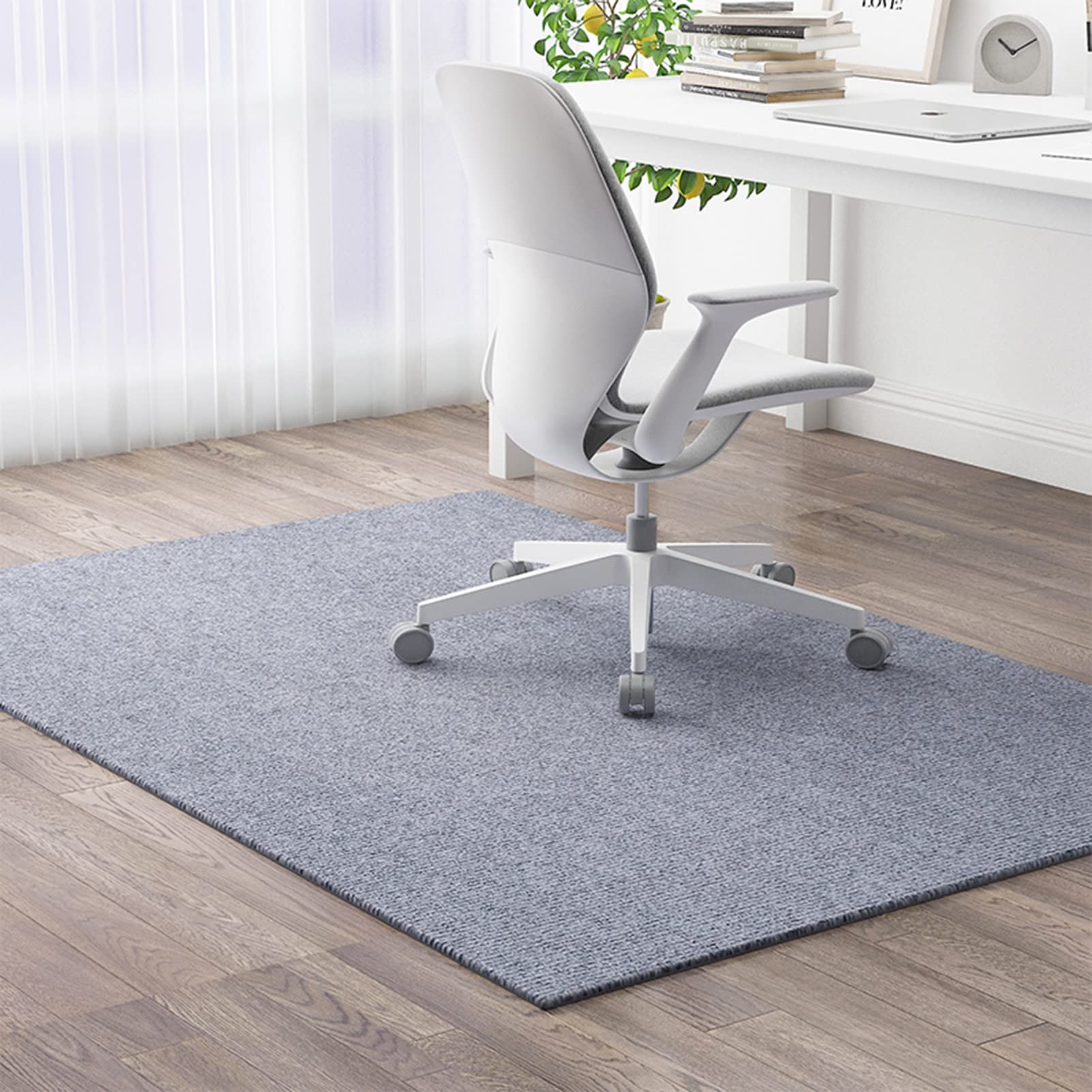 Premium Office Chair Mat for Hardwood Floors - Large 120x150cm Anti-Slip Desk Mat for Home Office, Low-Pile Rug Protector (Gray) - Perfect for Computer Workstations & Rolling Chairs