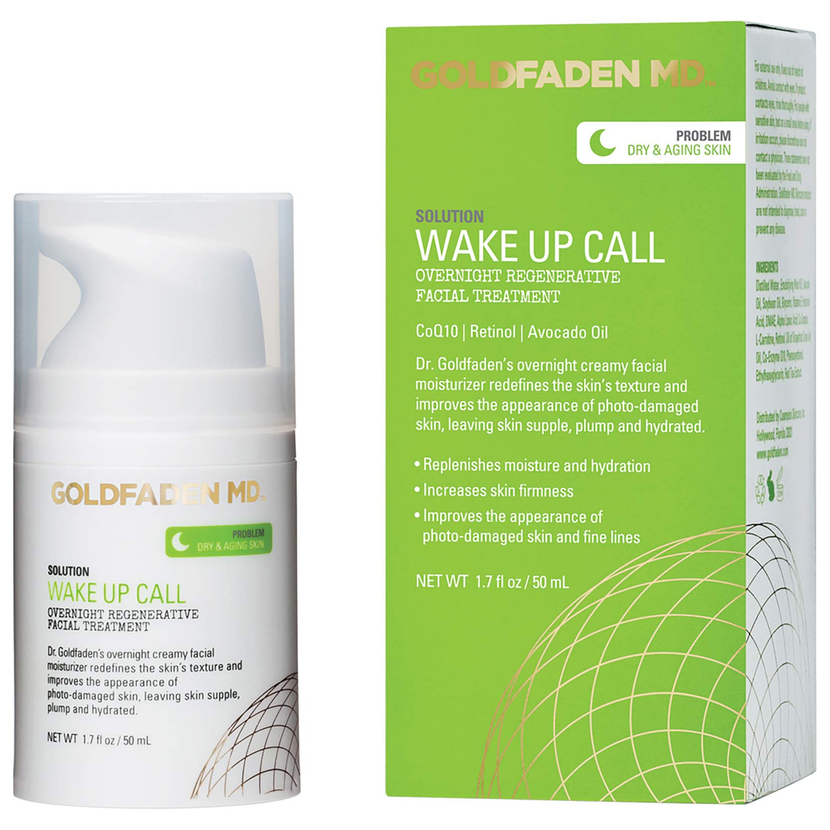 Dr. Goldfaden Wake Up Call Night Facial Moisturizer Cream for Dry & Aging Skin - Alpha Lipoic Acid, Avocado Oil, Retinol & CoQ10 | Anti-Wrinkle, Hydrating Night Treatment for Glowing Skin | Perfect for Nighttime Skincare Routine & Anti-Aging Regimen