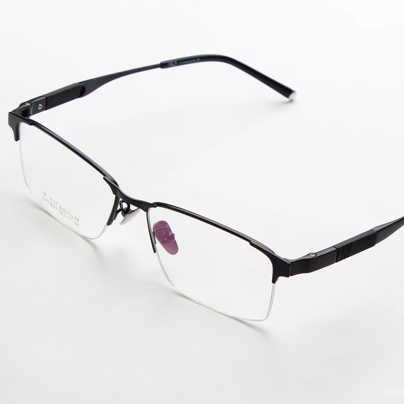 Titanium Square Semi-Rimless Eyeglasses for Men - Lightweight & Durable Frame - Perfect for Work, Reading & Everyday Use