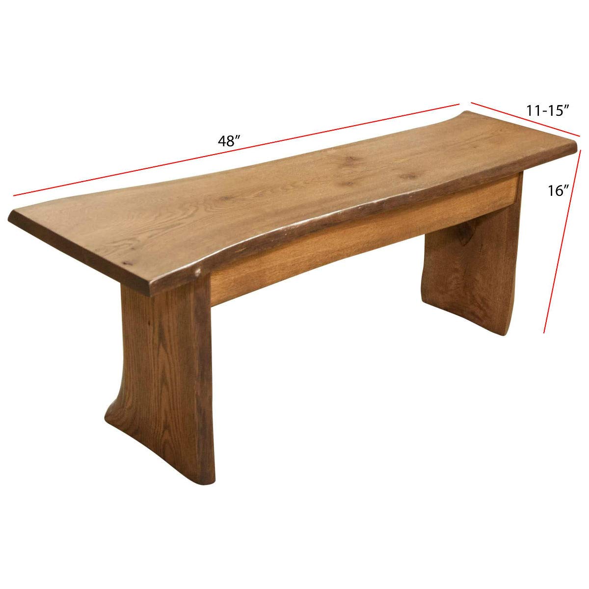 Rustic Red Door Co. Live Edge Wooden Bench - Solid Oak Dining Bench with Cappuccino Stain - Natural Edge Wood Slab Bench (4 Feet Long) - Perfect for Farmhouse Dining Room, Kitchen Island, or Entryway Seating