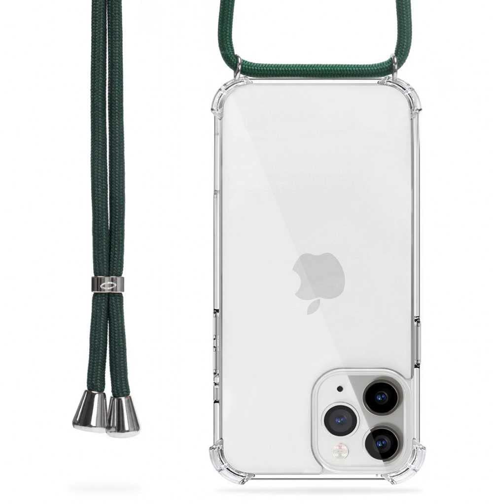Trop Saint® Crossbody iPhone 12 Pro & iPhone 12 Case - Transparent Silicone Phone Cover with Adjustable Lanyard Strap (Green) - Perfect for Outdoor Activities, Travel & Hands-Free Convenience