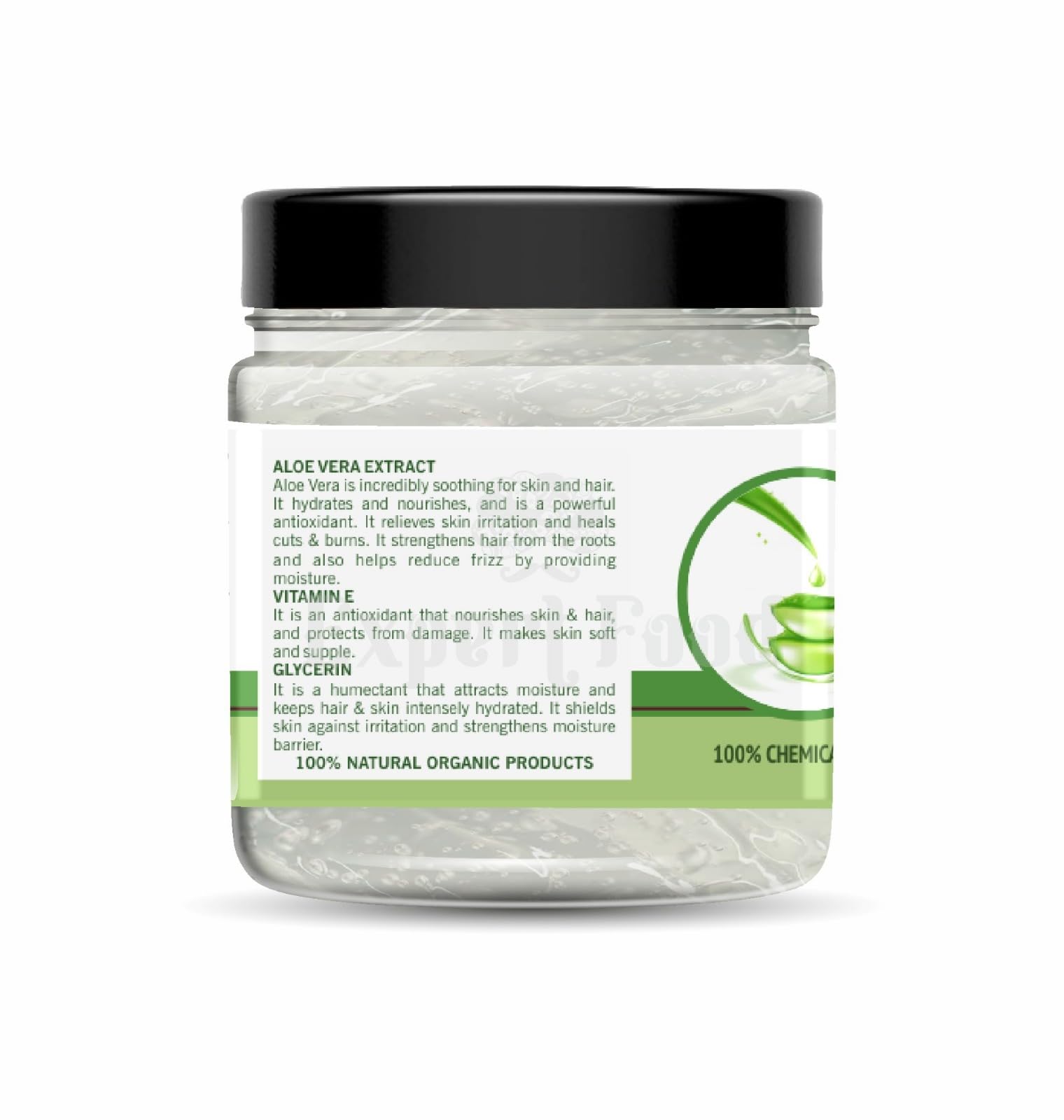Expert Foods Natural Pure Aloe Vera Gel for Face & Hair - 500ml with Vitamin E | Hydrating Skin Care, Sunburn Relief, Hair Moisturizer & After Sun Care
