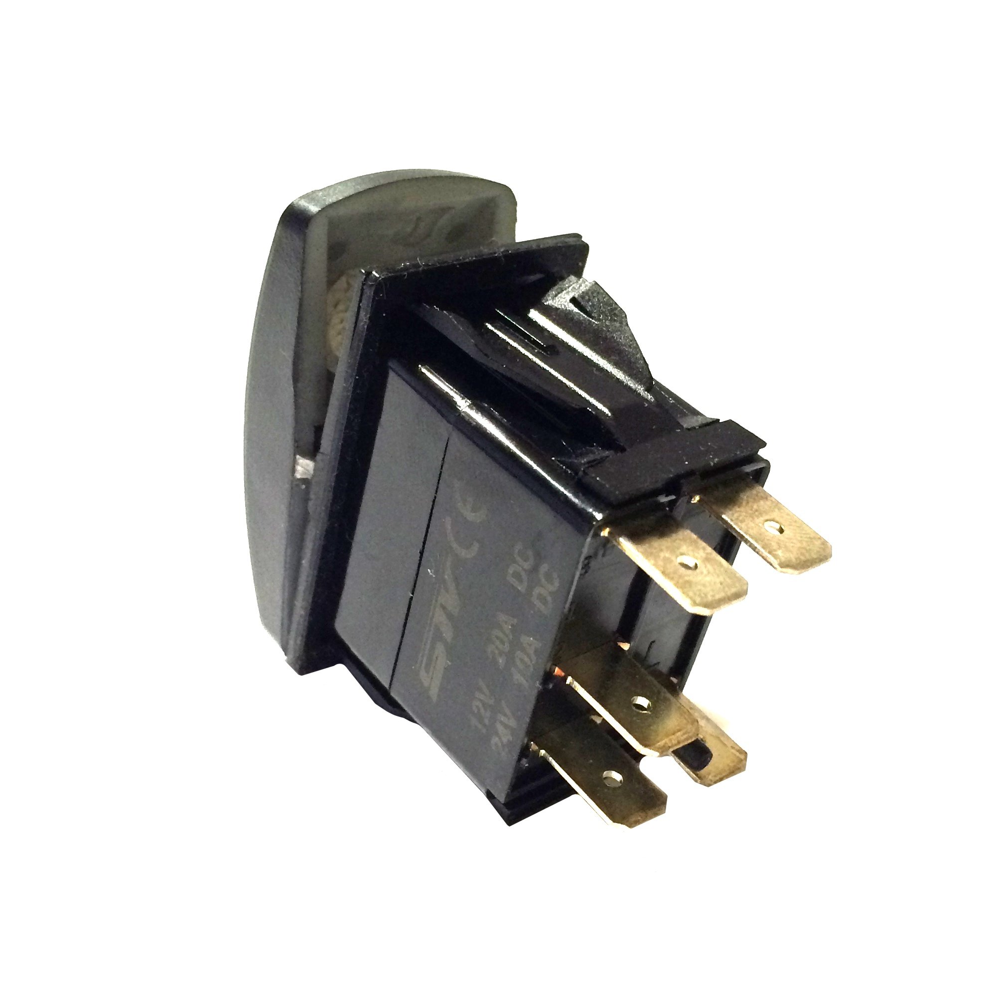 12V 20A Laser Backlit Green Rocker Switch for Fuel Pump - On/Off LED Light by STV Motorsports | Perfect for Automotive, Marine & Off-Road Vehicle Applications