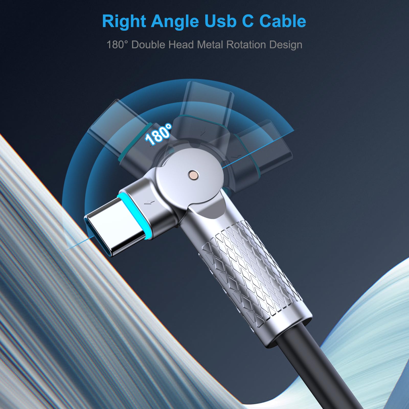 240W USB C to USB C Fast Charging Cable 10FT 2 Pack - 180° Rotating Head with LED Indicator - Compatible with iPhone 15 Series, MacBook Air, Pixel, Samsung Galaxy S23/S24 Ultra - Perfect for Home, Office & Travel (Black)