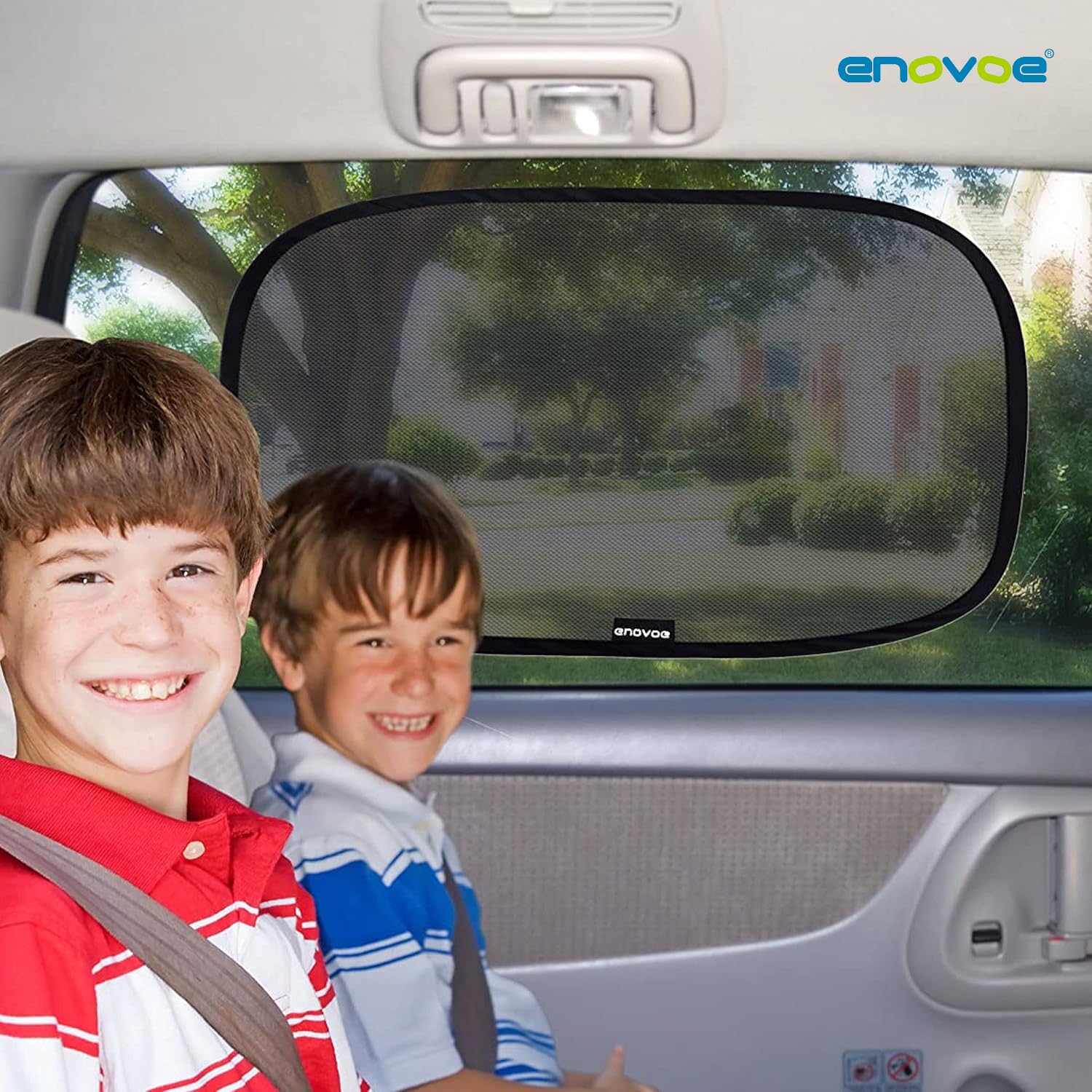Enovoe 2 Pack Baby Car Window Shade - UV Protection & Breathable Mesh Sun Blocker for Child Safety - XL 25