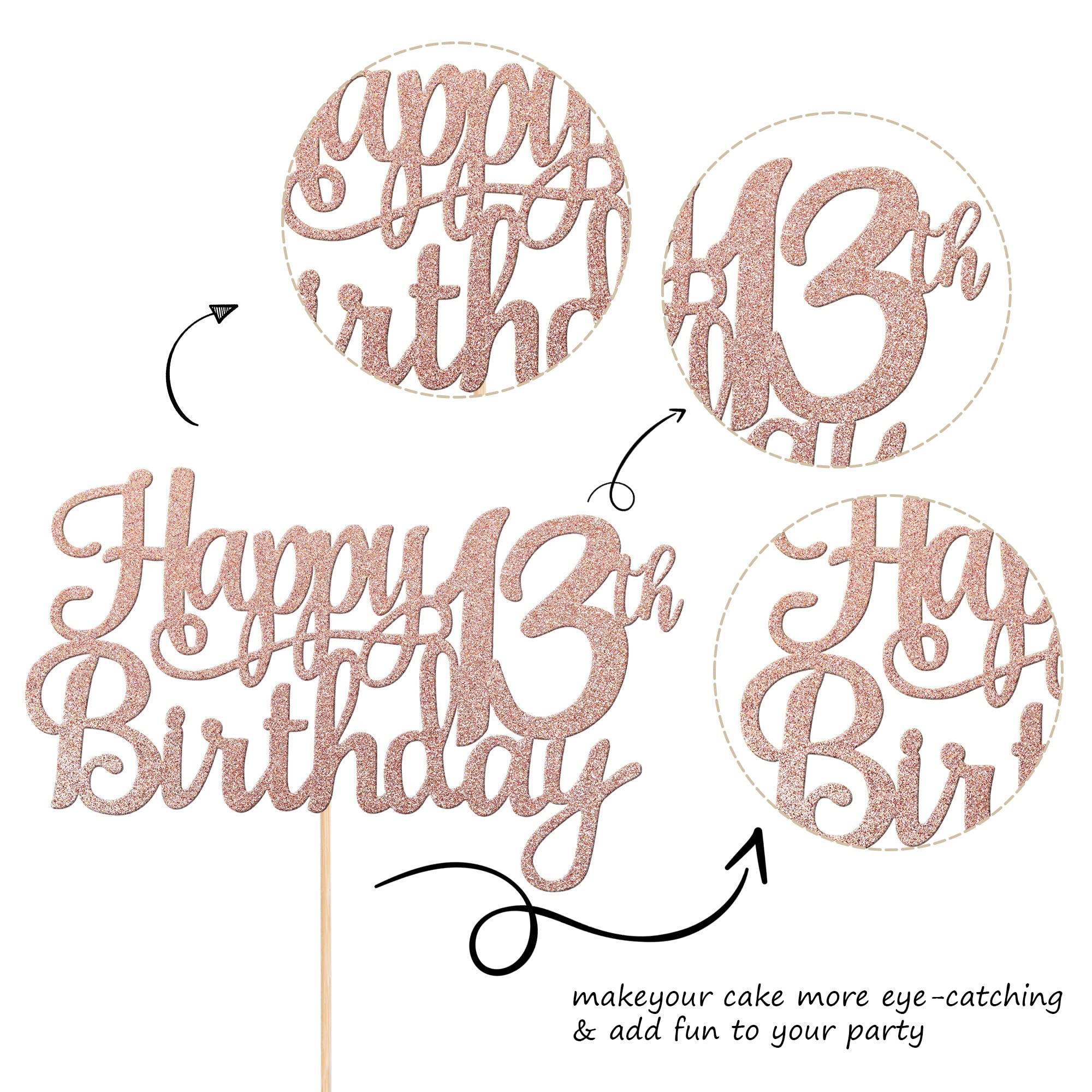 1 PCS Happy 13th Birthday Cake Topper - Glitter 