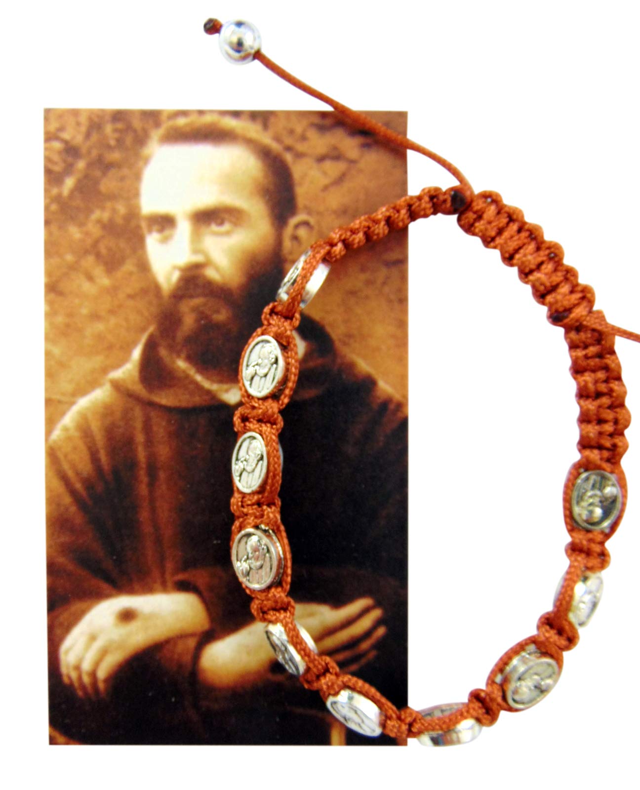 Saint Padre Pio Devotional Medal Adjustable Prayer Bracelet with Holy Card - Religious Jewelry Gift Set for Catholics, Faithful Protection & Spiritual Comfort - Perfect for Daily Wear, Prayer Time & Special Occasions