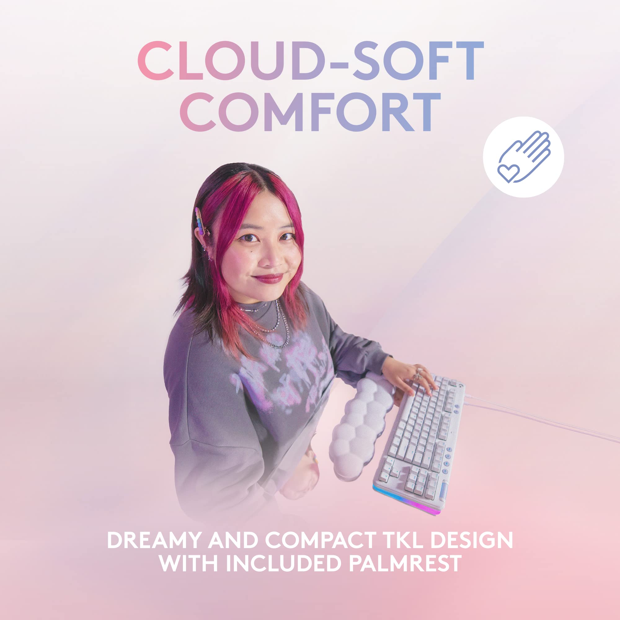 Logitech G713 Wired Mechanical Gaming Keyboard - RGB Backlit with GX Brown Tactile Switches, Detachable Palm Rest for PC & Mac (White Mist) | Perfect for Esports, Streaming & Office Work