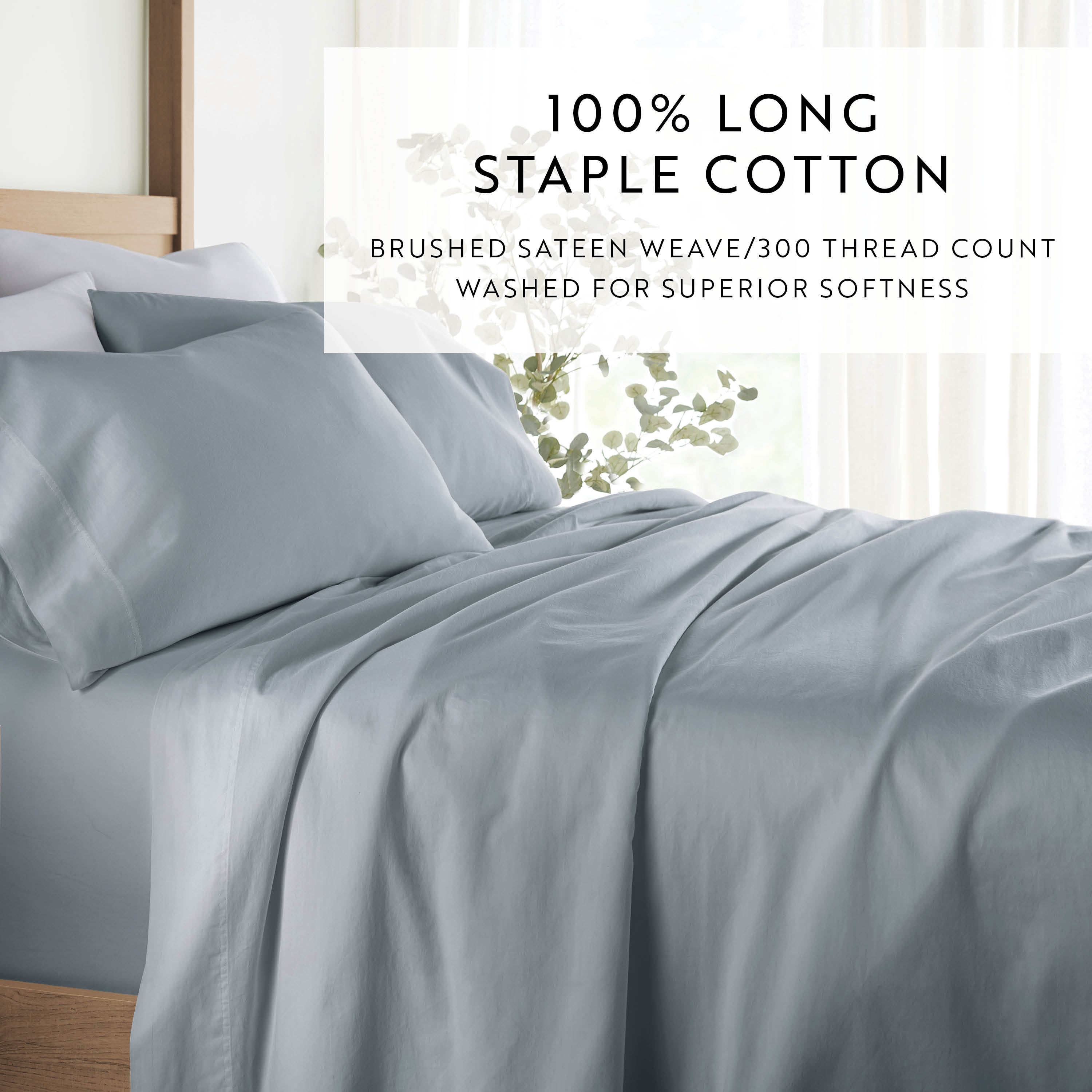 Premium 4-Piece 100% Long Staple Cotton Sheet Set - Soft & Breathable Bed Sheets for Ultimate Comfort - Perfect for Master Bedroom, Guest Room & Dorm