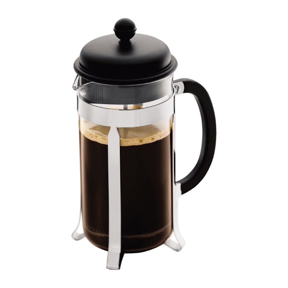 Bodum French Press Coffee Maker - 34 oz (8 Cup) Stainless Steel with Black Plastic Lid - Perfect for Home, Office & Camping Brewing