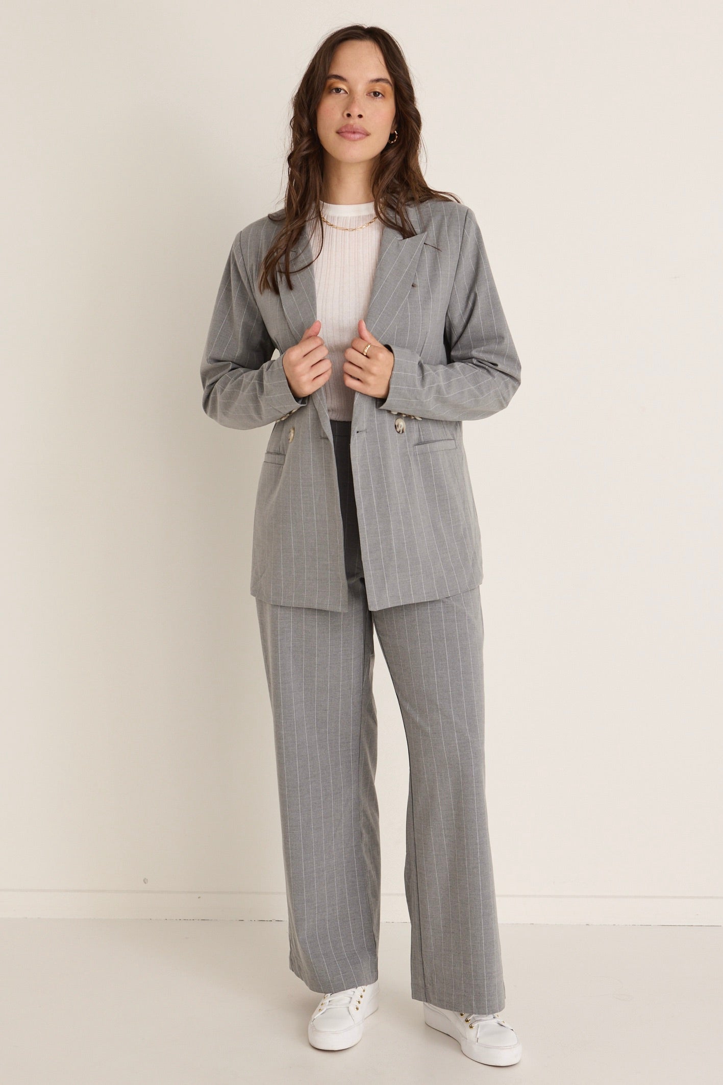 Officer Grey Pinstripe Double Breasted Blazer for Men - Premium Business Formal Suit Jacket - Perfect for Office Wear, Weddings & Professional Events