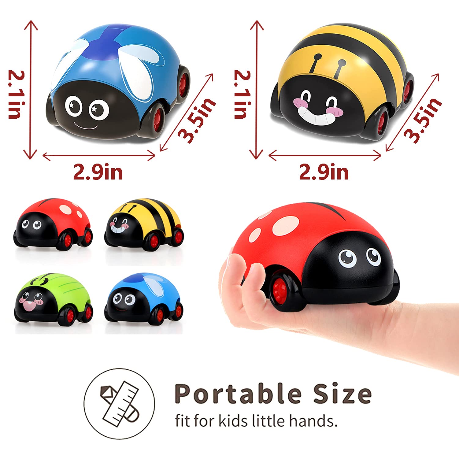 Best Pull Back Cars Toys for Toddlers 1-3 Years Old - 4 Pack Friction Powered Vehicle Playset with Animal Design - Fun Push and Go Toy Cars for Boys & Girls - Perfect Gift for Birthday, Christmas & Indoor Playtime