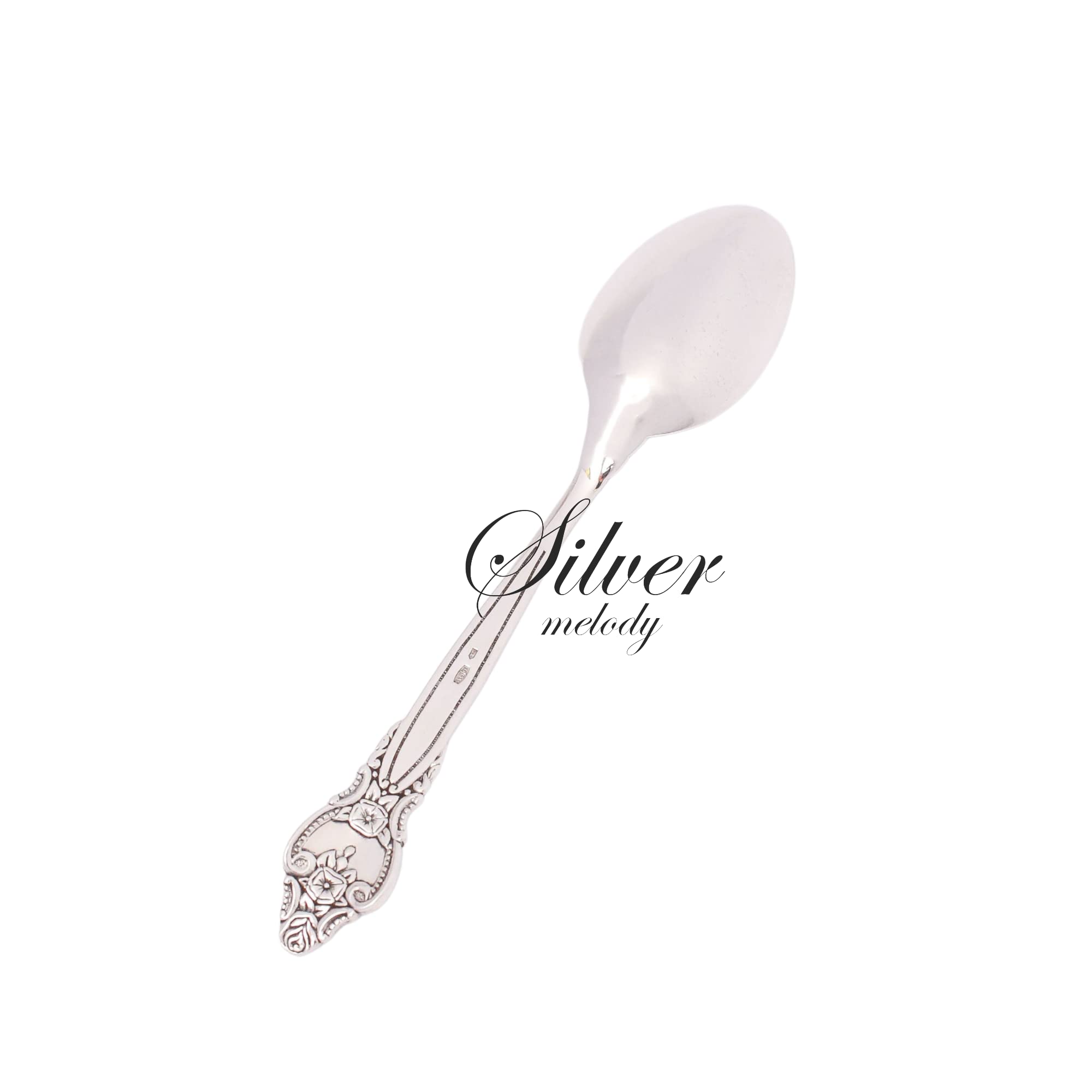 925 Sterling Silver Teaspoon Set - Engraveable Rosette Design Silverware Utensils (24g) - Perfect for Tea Lovers, Bridal Shower Gifts & Keepsake Jewelry