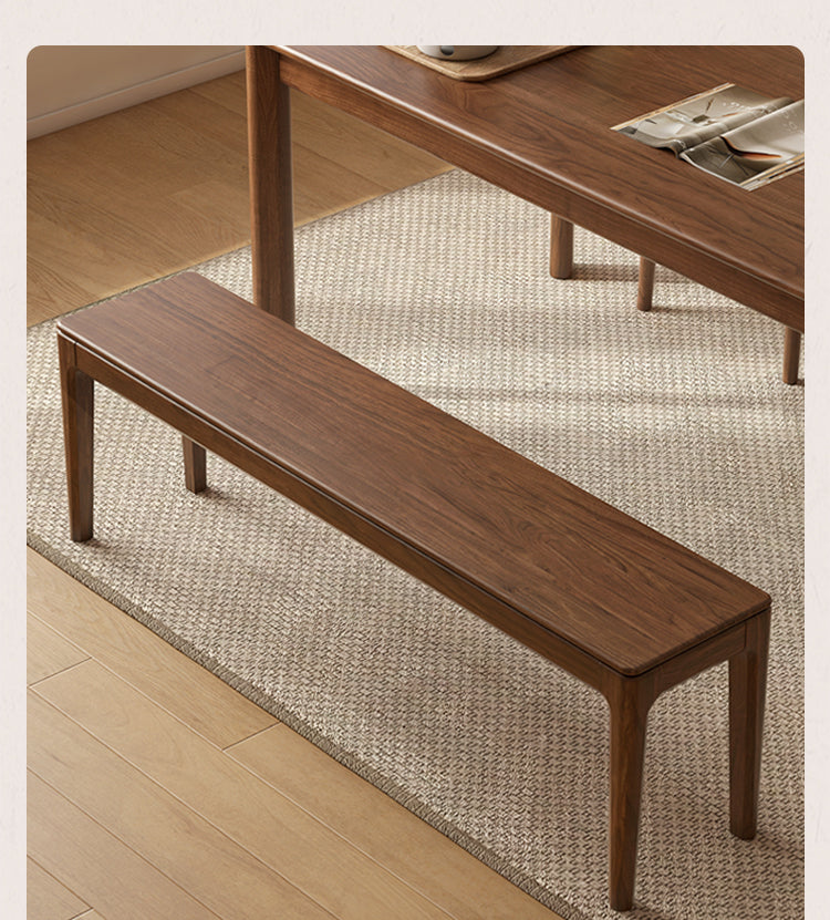 Black Walnut Solid Wood Nordic Long Bench - Modern Entryway & Dining Room Seating - Perfect for Hallway, Bedroom, and Living Room Decor