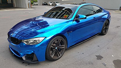 VViViD Blue Mirror Chrome Vinyl Wrap Film - 100ft x 5ft Bulk Roll - Self-Adhesive Air Release Car Wrap for Vehicles, Boats, Furniture - High Gloss Reflective Finish - Easy DIY Installation for Auto Customization & Home Decor