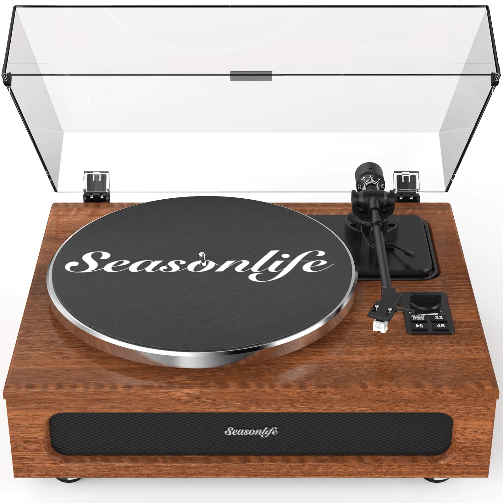 Vintage Record Player with Bluetooth - Retro Turntable for Vinyl Records, All-in-One High Fidelity Vinyl Player with Built-in 4 Stereo Speakers, Phono Preamp, Auto Stop & ATN3600L MM Cartridge - Perfect for Home, Office and Vintage Music Lovers