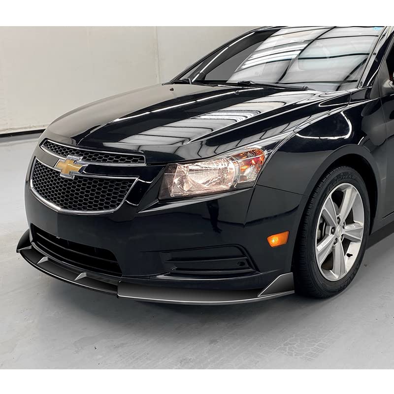 3PCS Front Bumper Lip Kit for 2011-2014 Chevrolet Cruze - STP Style Splitter Trim Protection Spoiler & Air Dam Chin Diffuser (Painted Black) | Enhances Aerodynamics & Sporty Look for Street Racing & Car Shows