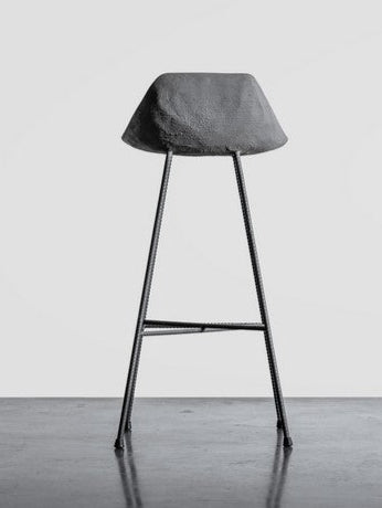 Hauteville 770 Barstool by Lyon Beton - Modern Concrete Bar Stool for Kitchen Island, Home Bar & Dining Room - Industrial Style Counter Height Stool with Metal Base