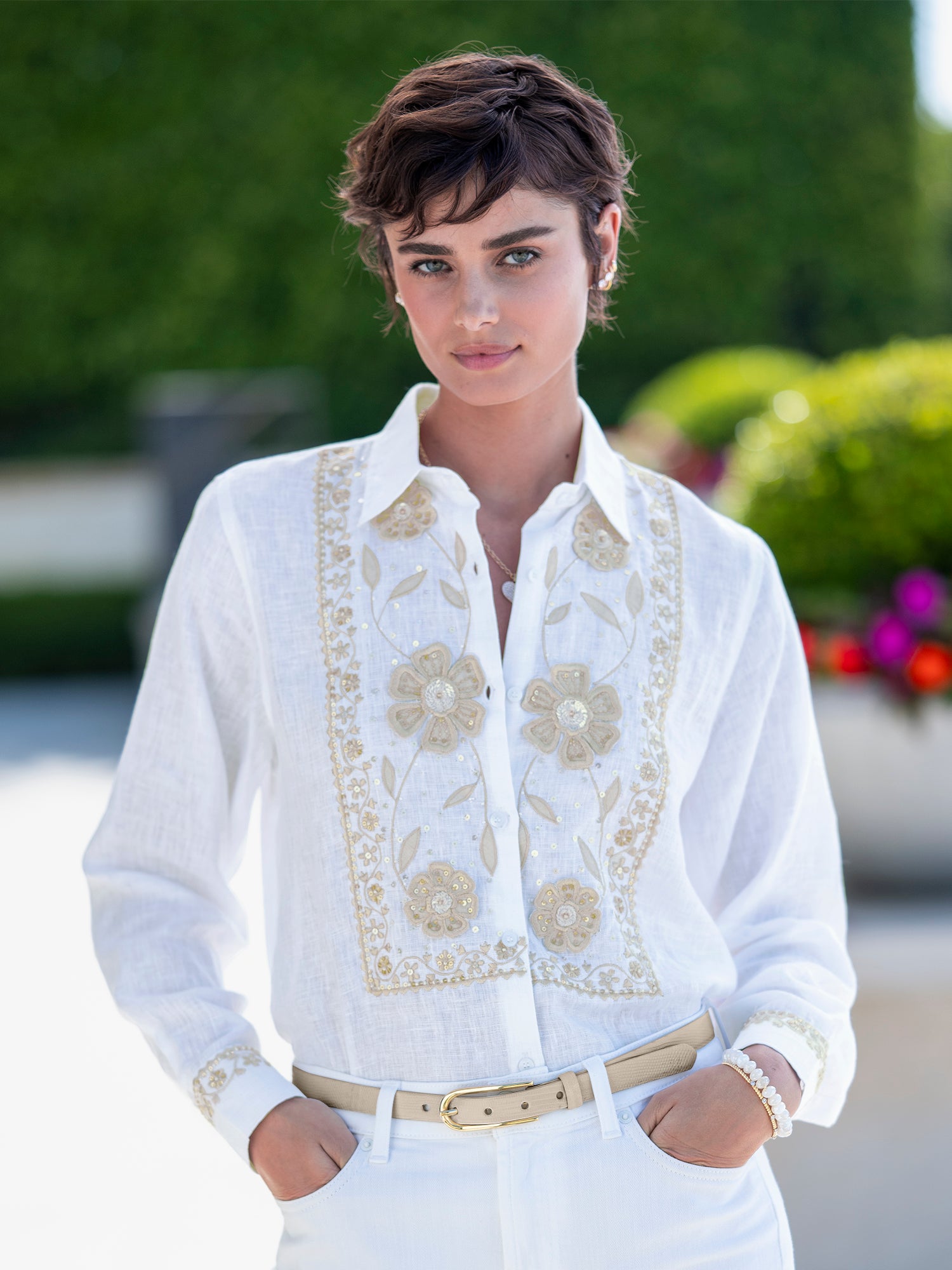 Eden Fleur Women's Linen Shirt - Breathable Casual Button Down Top for Summer, Beach & Office Wear