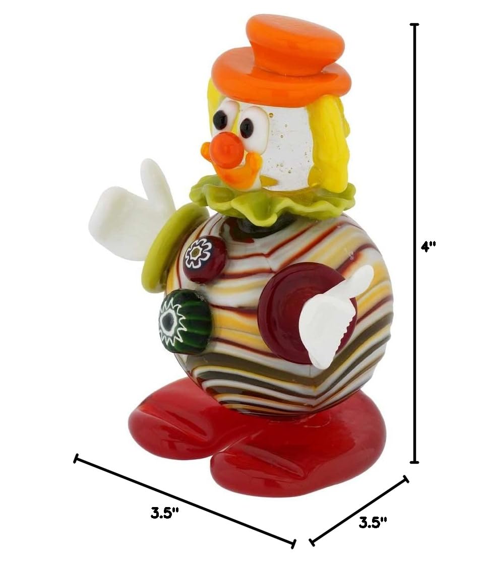 Authentic Murano Glass Clown Figurine - Handcrafted Venetian Art Glass Collectible - Perfect for Home Decor, Gift Giving & Italian Souvenirs