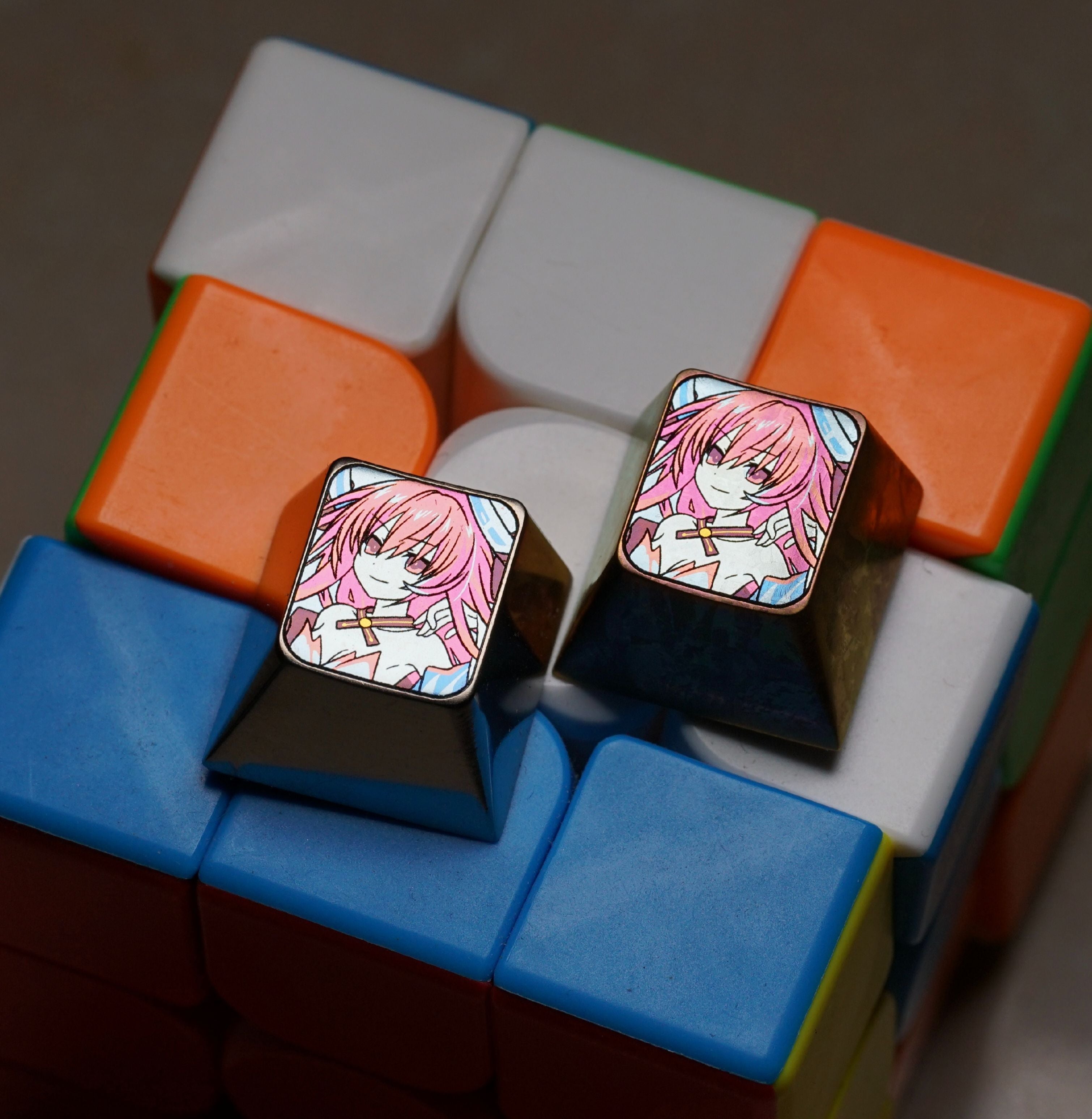 DATE A LIVE Kotori Itsuka Titanium Alloy Carved Colored Keycaps - Custom Mechanical Keyboard Keycaps for Gaming & Typing Enthusiasts - Perfect for Anime Fans & Keyboard Customization