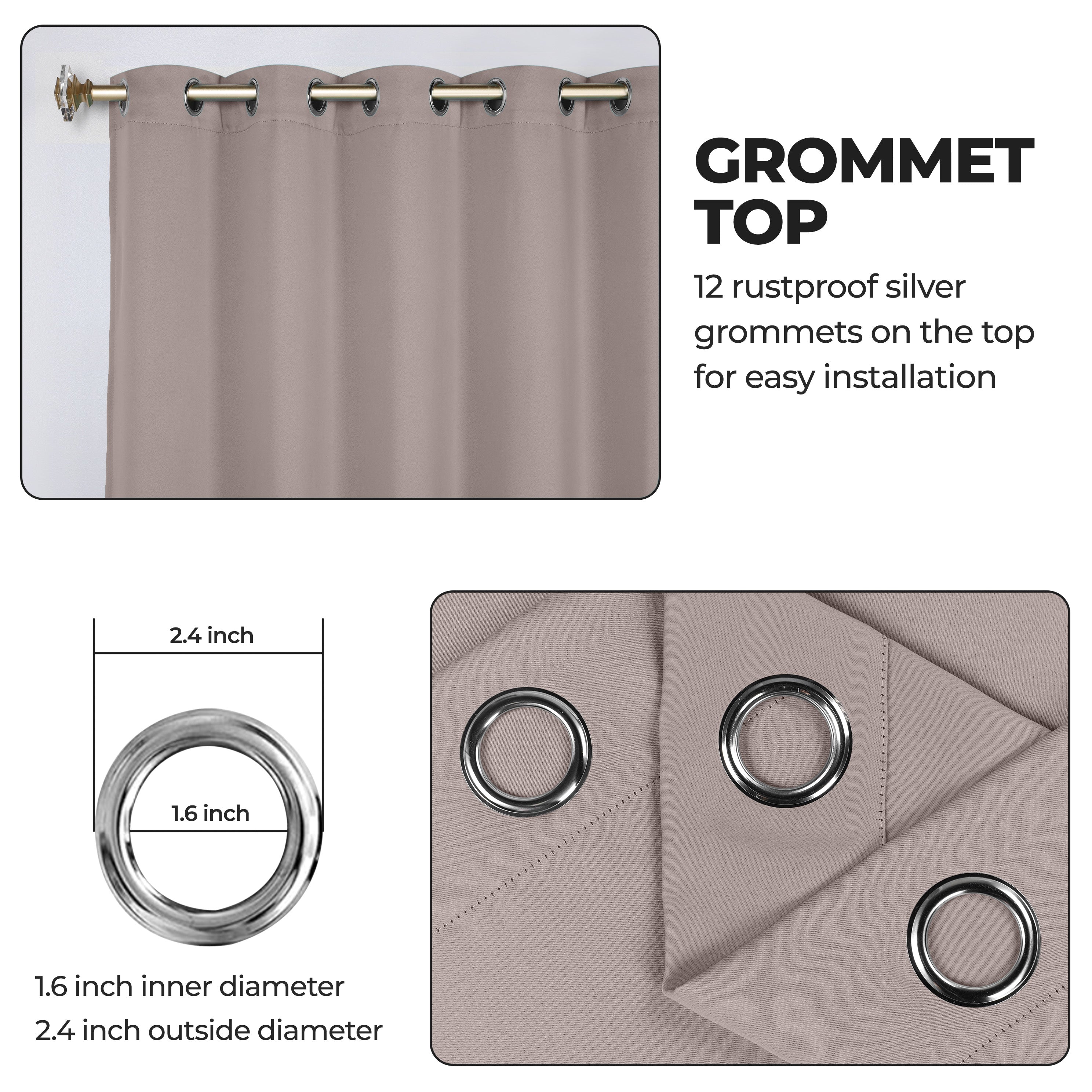 Machine Washable Blackout Curtains Set of 2 - Solid Color Room Darkening Window Treatments for Bedroom & Nursery - Blocks Light & Noise for Better Sleep