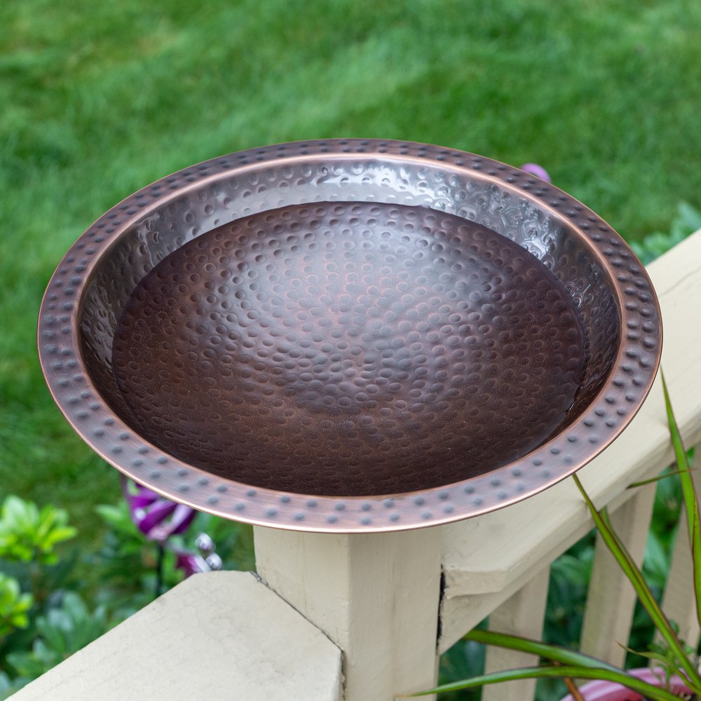 Achla Designs Hammered Copper Birdbath for 4x4 Post - Outdoor Garden Decor for Birds & Wildlife - Perfect for Backyard, Patio, and Garden Decorations