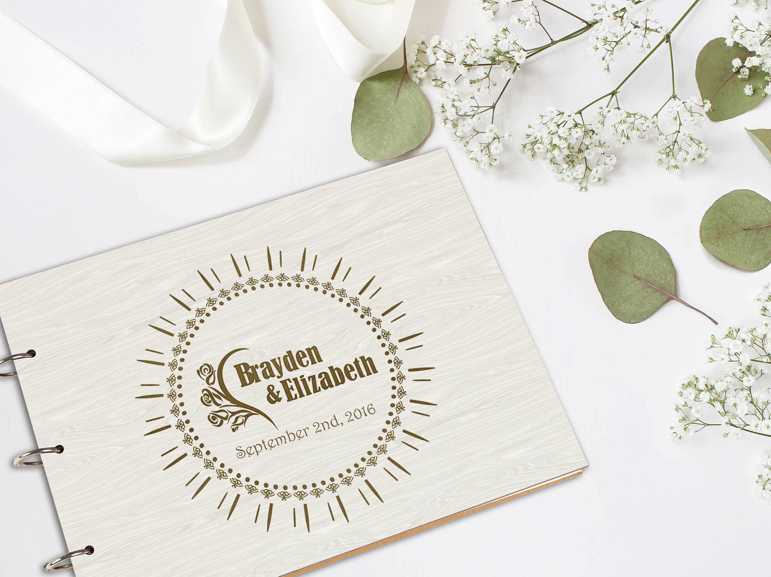 Personalized Laser Engraved Wooden Wedding Guest Book - Custom Sign-in Registry for Bridal Shower, Anniversary & Reception - Unique Keepsake for Couples