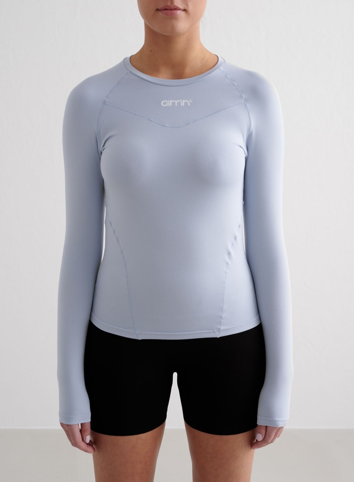 Soft Cloudy Blue Basic Long Sleeve T-Shirt for Women - Comfortable Casual Wear for Everyday Outfits & Layering