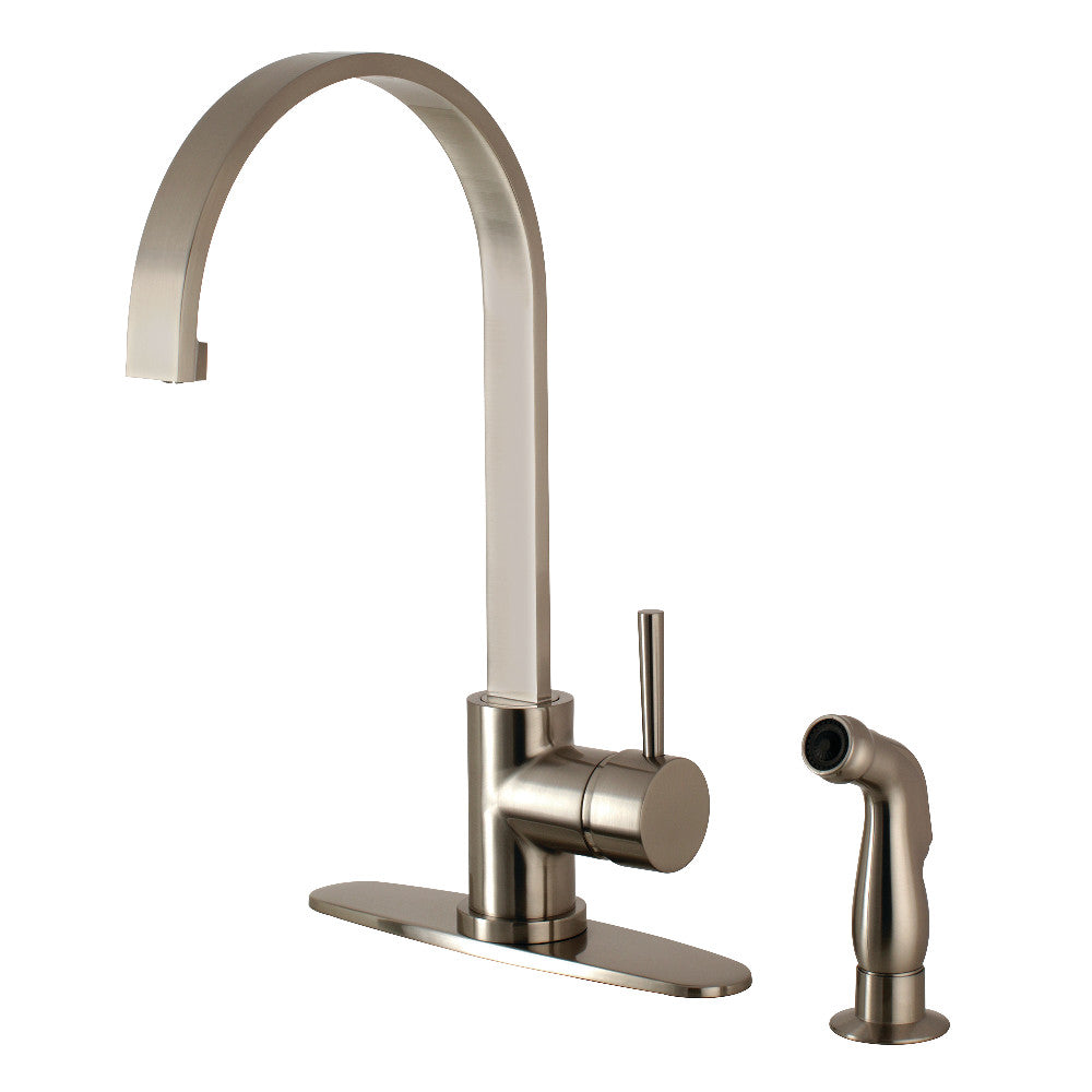 Gourmetier LS8711DLSP Concord Single Handle Kitchen Faucet with Side Sprayer - High Arc Pull Out Sprayer, Brushed Nickel Finish for Modern Kitchens | Perfect for Washing Dishes, Filling Pots & Cleaning Sinks