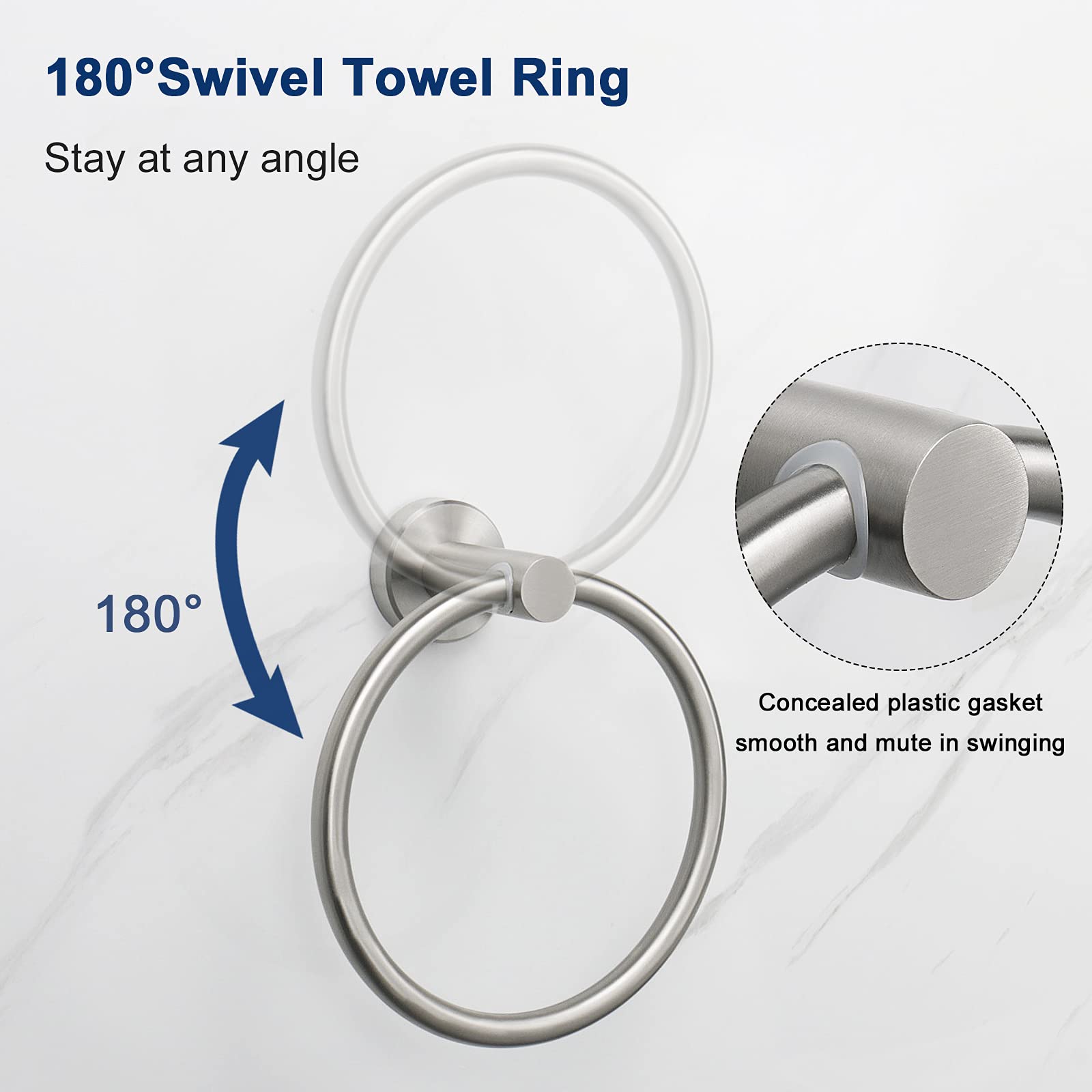 Premium Stainless Steel Toilet Paper Holder & Towel Ring Set - Brushed Nickel Wall Mounted Bathroom Hardware for Toilet Roll & Hand Towel - Durable & Stylish for Bathroom, Kitchen & Powder Room Decor