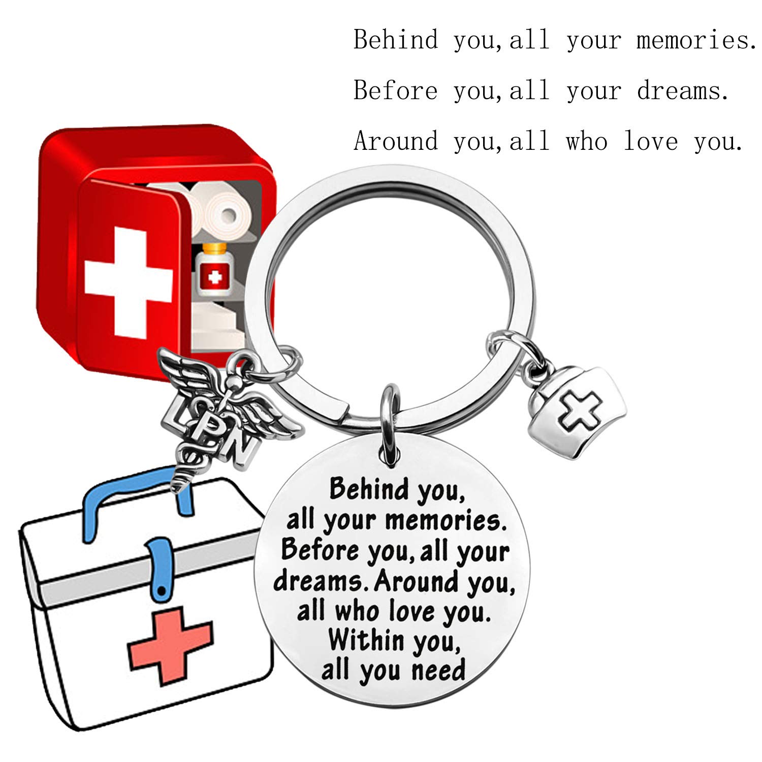 FEELMEM LPN Graduation Gift - Engraved Keychain for Licensed Practical Nurses | Thoughtful Nursing School Gift for Graduation, Appreciation & Memories | Perfect for Clinicals, Work Badge & Daily Inspiration