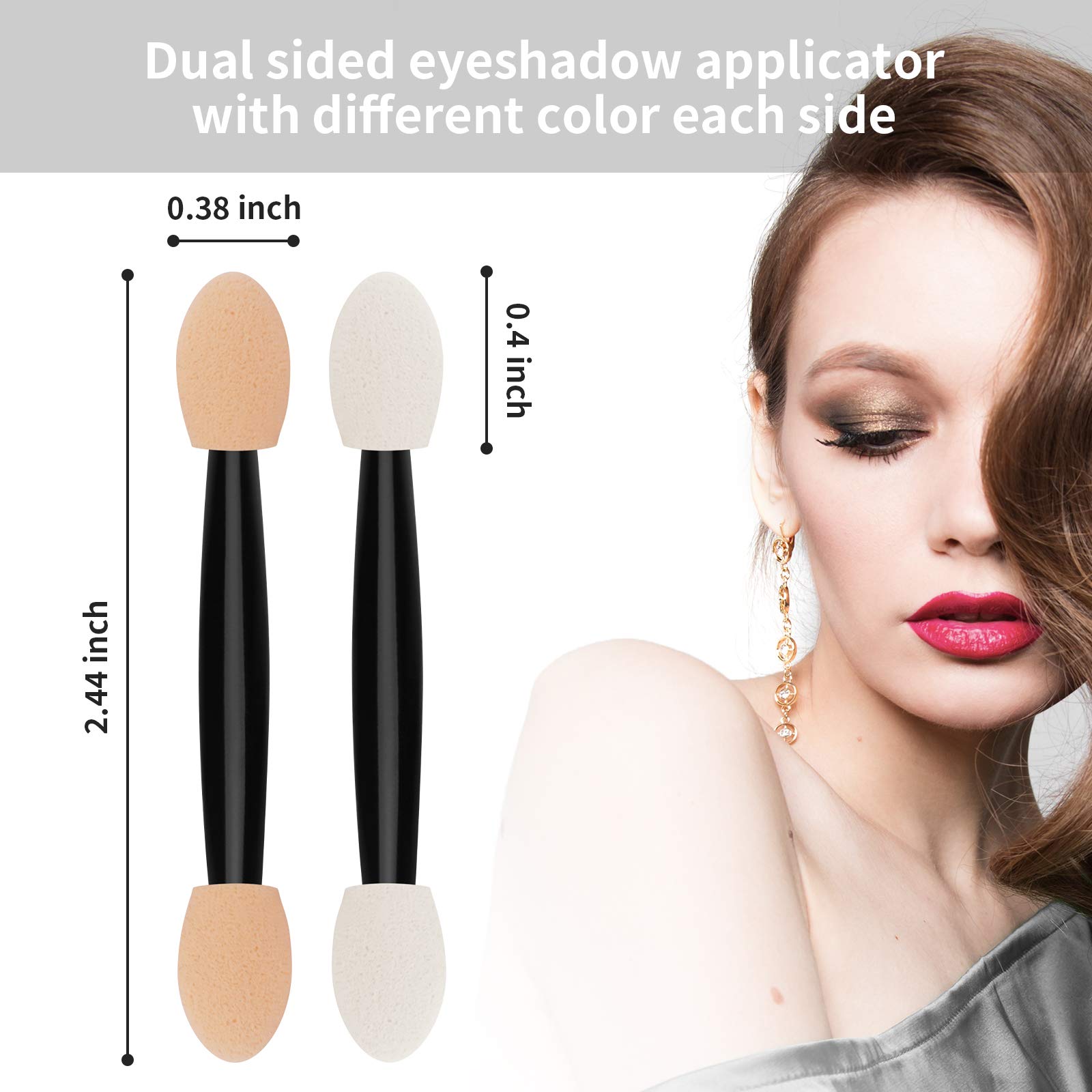 CHEFBEE 80-Piece Disposable Dual-Sided Eyeshadow Sponge Brushes with Storage Container - Black Makeup Applicators for Professional & Everyday Use