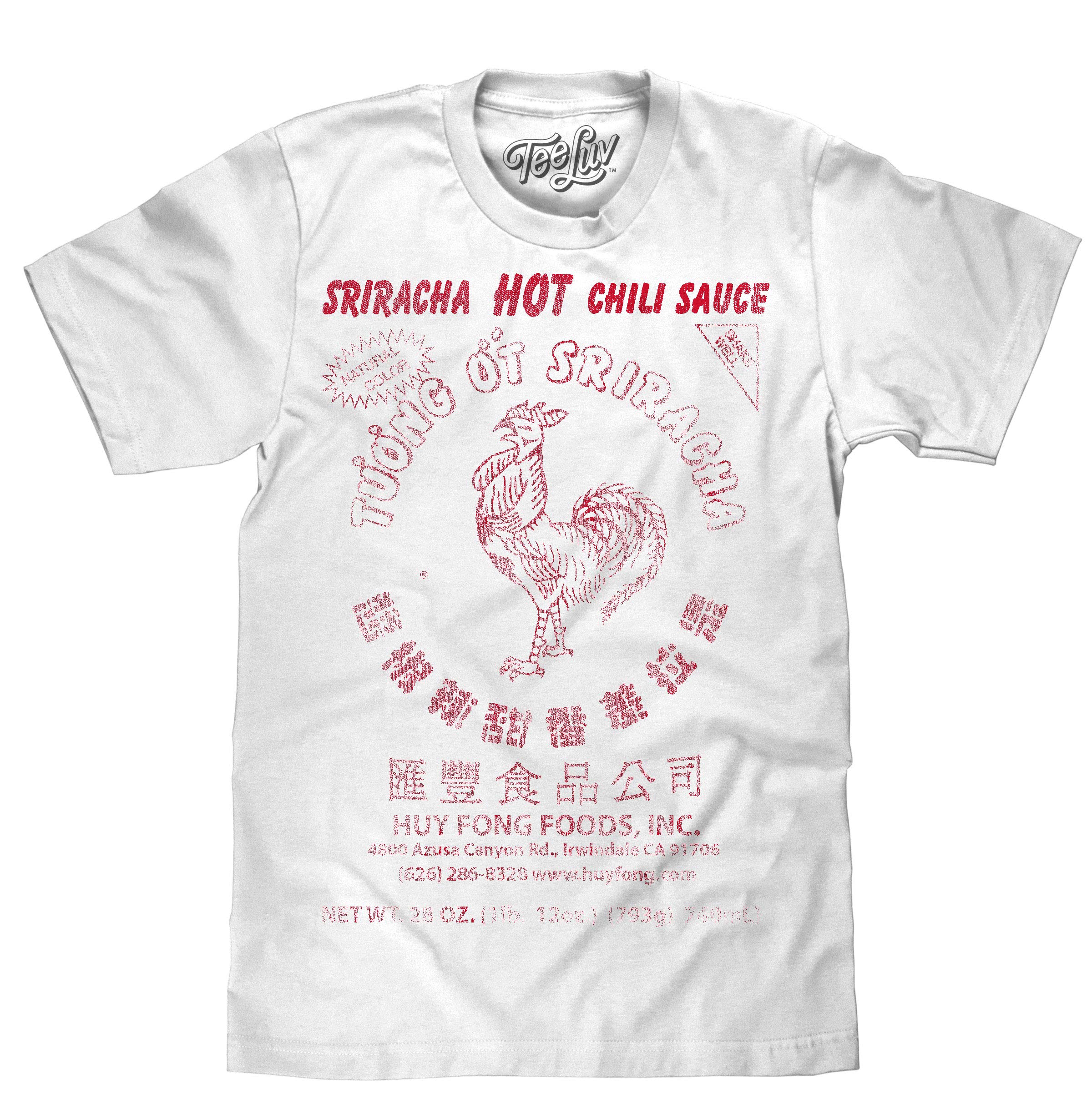 Tee Luv Sriracha Hot Chili Sauce Graphic T-Shirt - Faded Vintage Style Sriracha Logo Casual Tee for Men & Women | Perfect for Cooking Enthusiasts, Spicy Food Lovers & Casual Wear