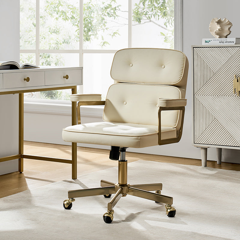Denise Upholstered Swivel Office Chair - Ergonomic Executive Desk Chair with Adjustable Height & Lumbar Support - Perfect for Home Office, Gaming & Conference Rooms