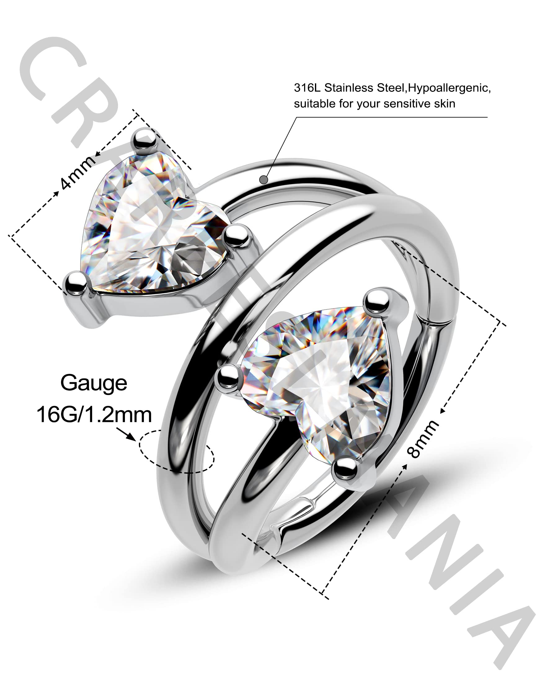 316L Surgical Steel Cartilage Earrings - CM Crareesi Mania Star Helix Hoop Jewelry for Women | 16Gauge Double Helix Piercing Earrings | Perfect for Everyday Wear, Parties & Special Occasions
