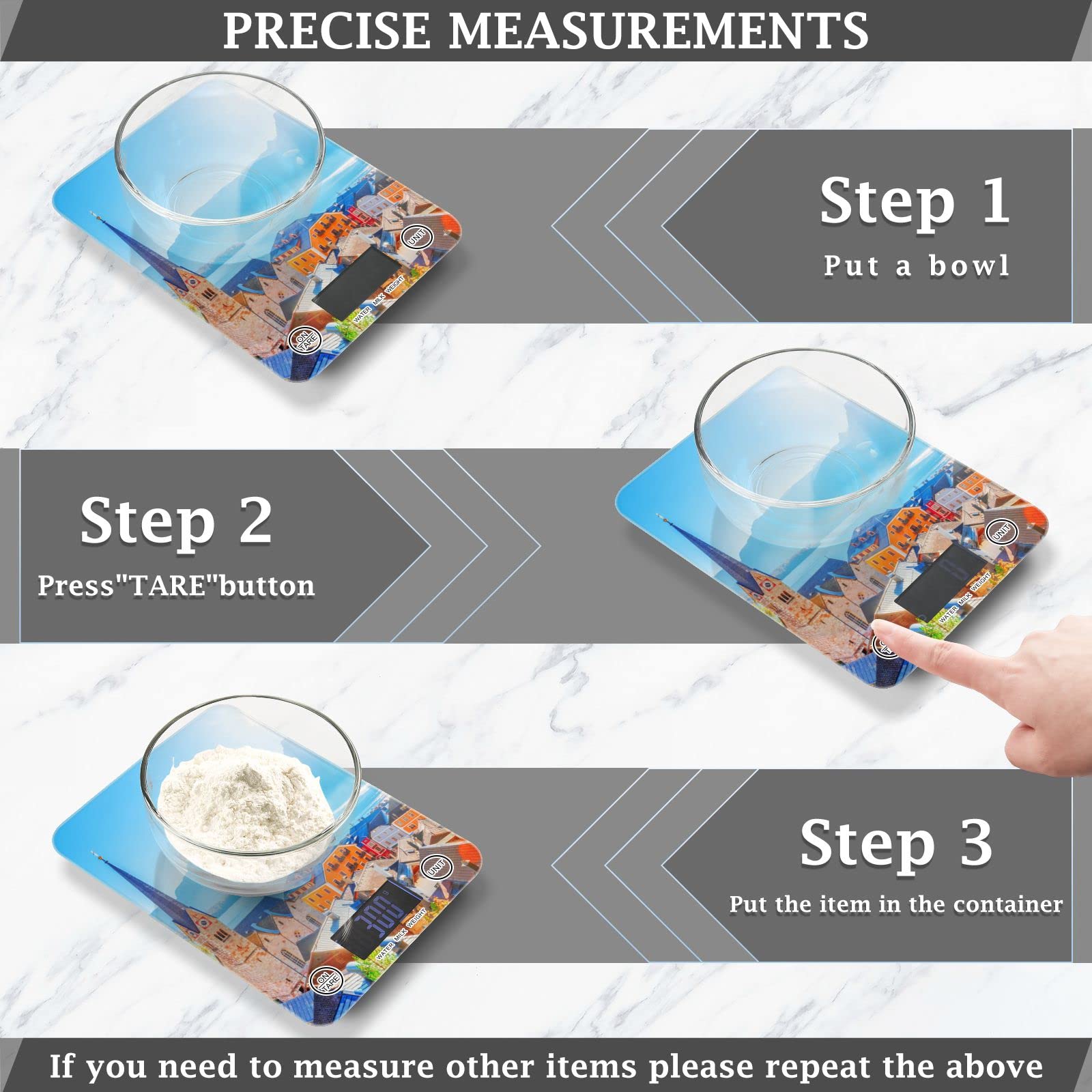 **Waterproof Digital Kitchen Scale - Ounces & Grams for Cooking, Baking, Weight Loss | Hallstatt-Inspired Historical Design | Perfect for Home, Restaurant & Meal Prep**