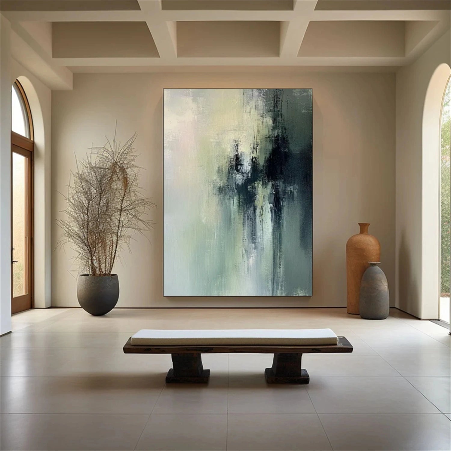 Blue & Green Abstract Wall Art Canvas Print #BG115 - Modern Home Decor for Living Room, Bedroom & Office
