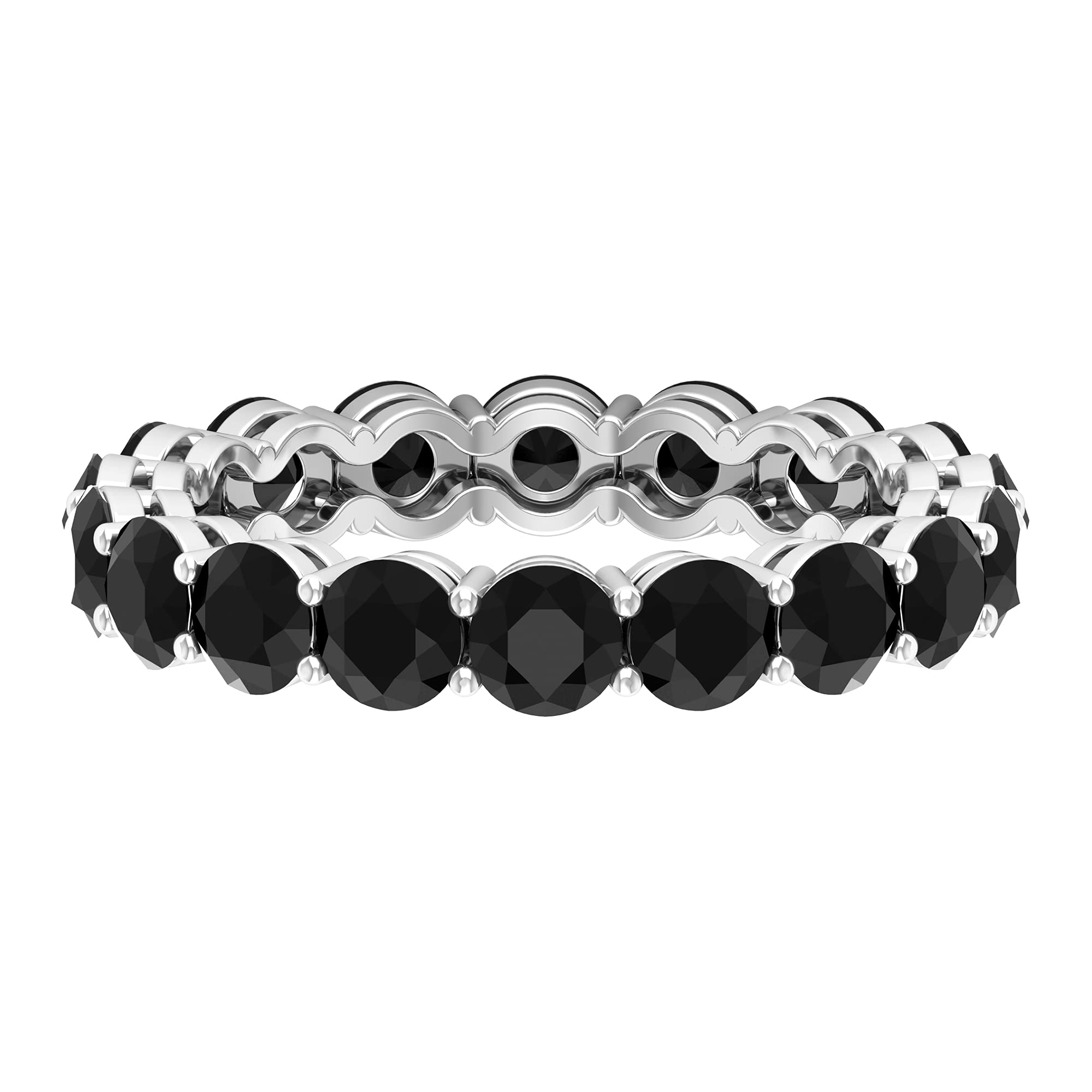 4 CT Black Onyx Eternity Ring for Women - 14K Solid Gold December Birthstone Band - Elegant Stackable Wedding Ring for Anniversary, Engagement & Everyday Wear
