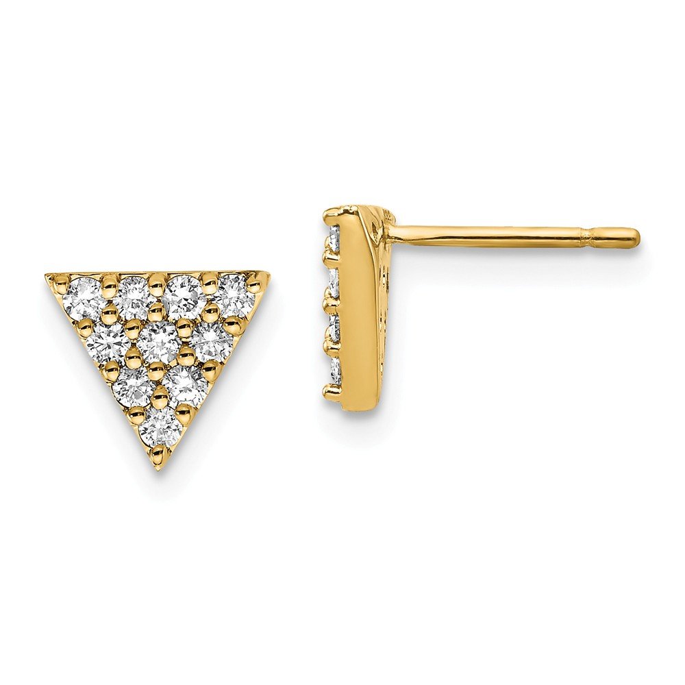 14K Solid Yellow Gold Triangle Stud Earrings - 8mm Prong Setting for Women | Perfect for Everyday Wear, Gifts & Special Occasions