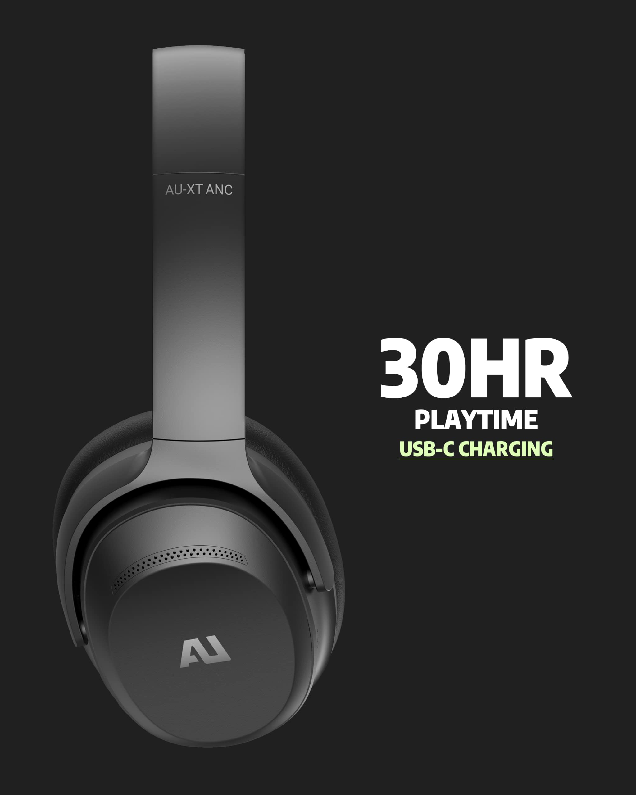 ausounds AU-XT Wireless Bluetooth Headphones with Hybrid Active Noise Cancelling - Over-Ear Headset with aptX HD, Bi-Fold Design, Protein Earmuffs & Deep Bass - Built-in Mic for Calls - 30H Playtime (Black) | Perfect for Travel, Workouts & Home Office Use