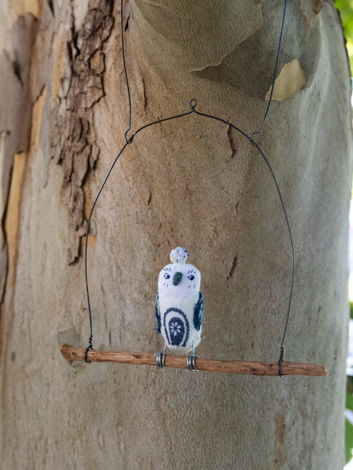 Blue Owl Wire Bird Mobile - Handmade Home Decor for Nursery, Living Room & Bedroom | Perfect for Boho, Farmhouse & Rustic Style Decorations