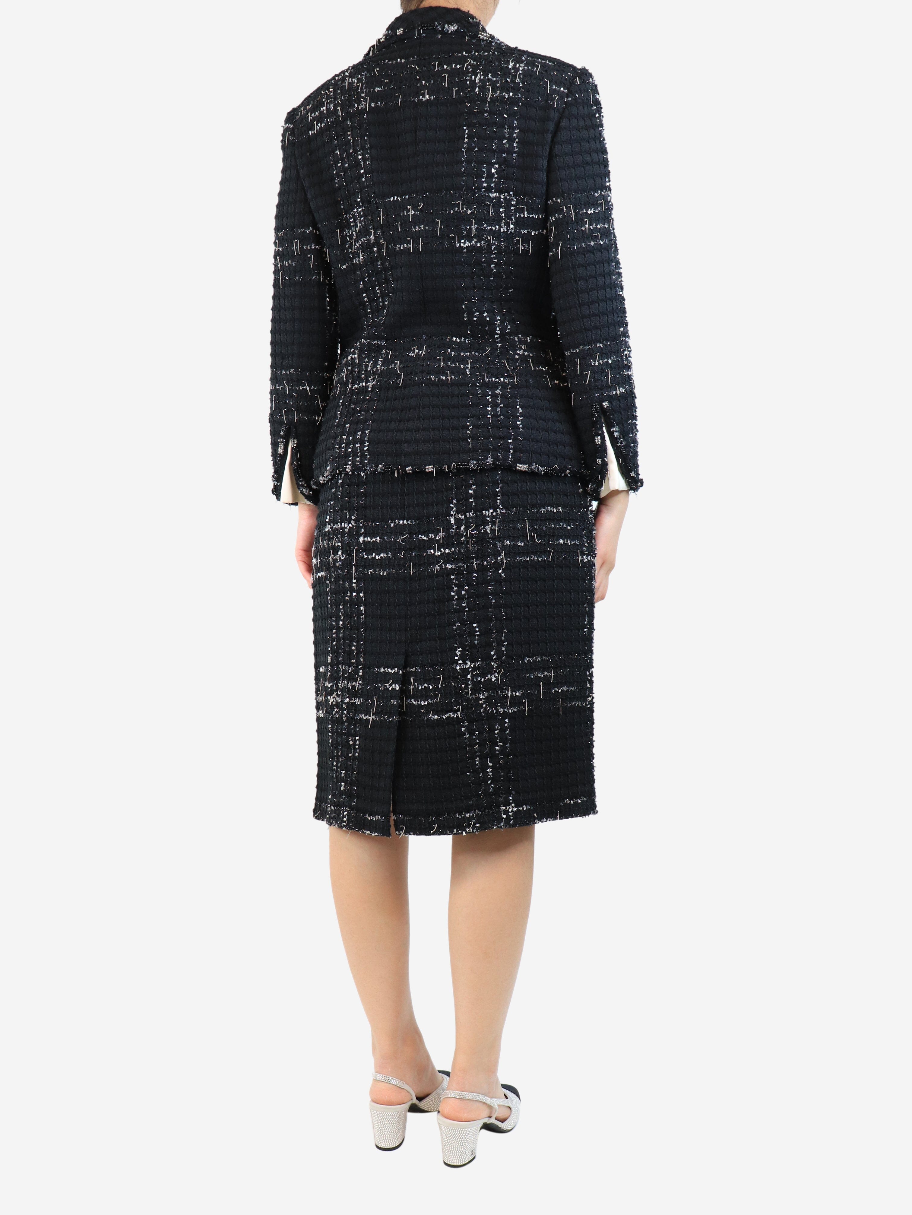 Elegant Black Sparkly Tweed Two Piece Set for Women | Stylish Matching Outfit | Perfect for Parties, Dates & Special Occasions