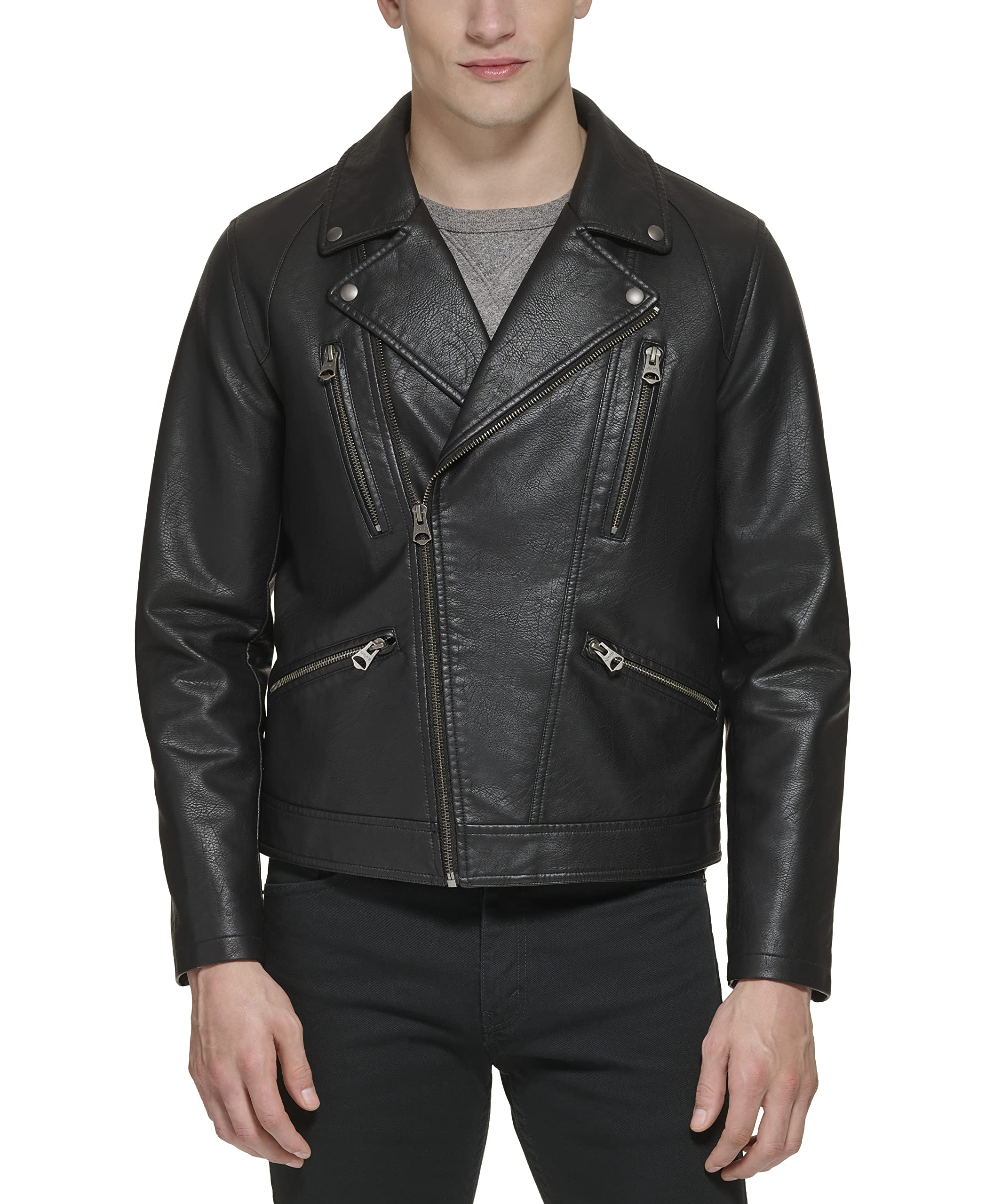 Levi's Men's Faux Leather Motorcycle Jacket - Stylish Biker Jacket for Men, Durable Vegan Leather, Perfect for Riding & Casual Wear | Motorcycle Gear, Urban Fashion, Cool Outerwear